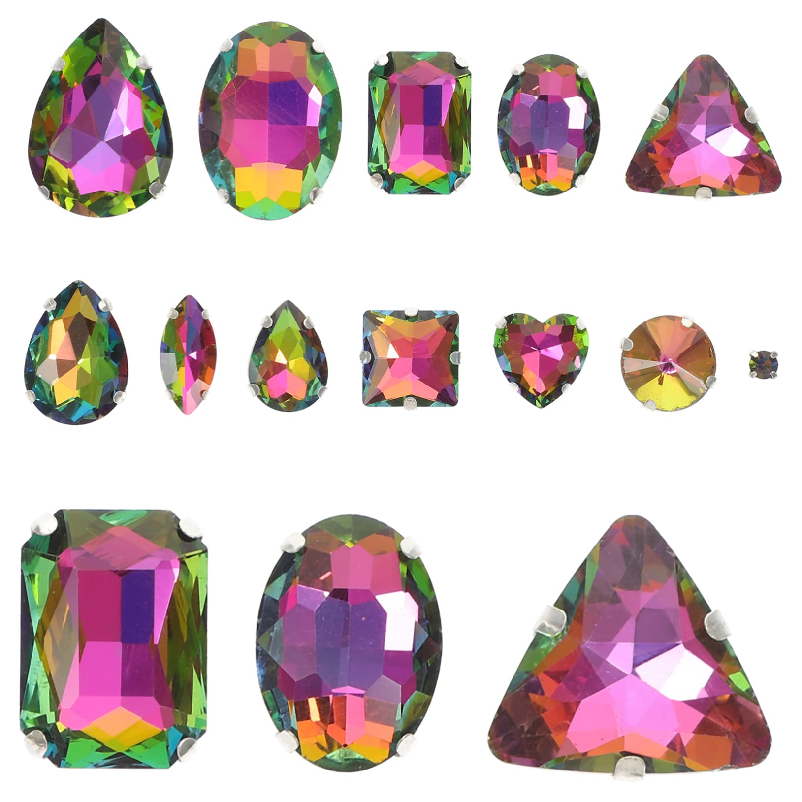 Angoily 5 Series Decoración De Perforación De Garras Pedrería De Uñas Rhinestones for Nails Coser Pedrería Materiales Garra De De Imitación Ropa Diy Pedrería Vidrio 50 Piezas X 5