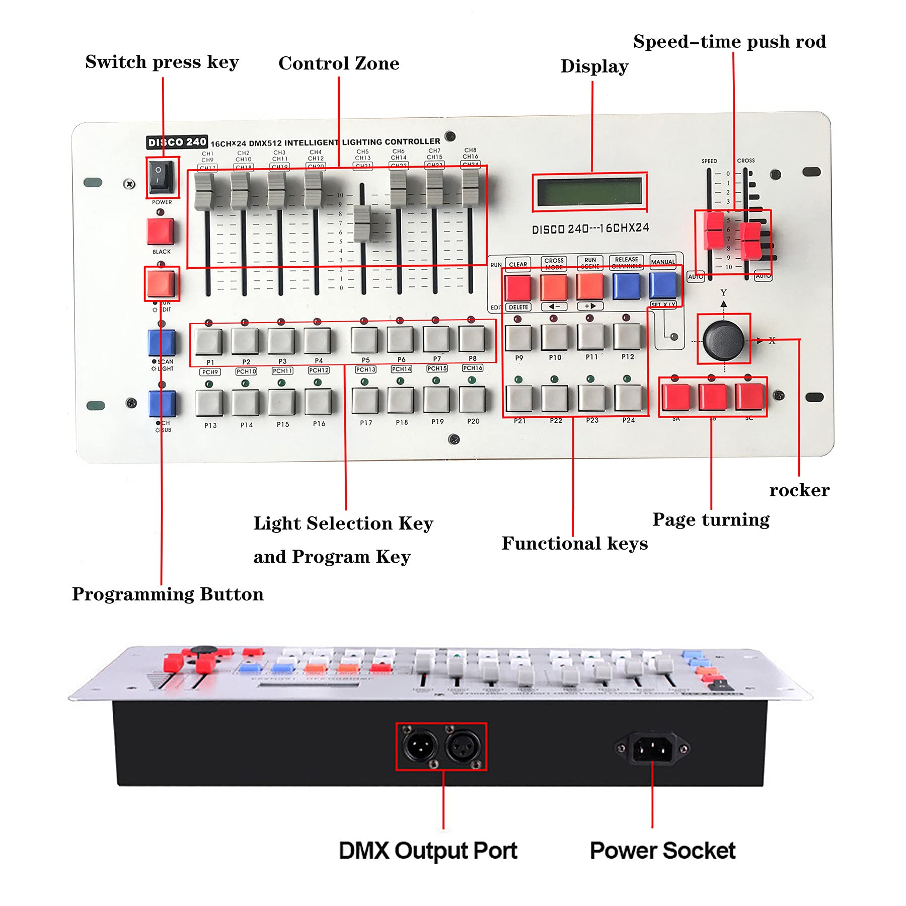 Controller DMX, Console DMX, 240 canali DMX 512 Console DJ DMX Attrezzatura per Controller di Illuminazione per Matrimoni ed Eventi, Pannello Controller per Il Programma di Modifica dell'illuminazio