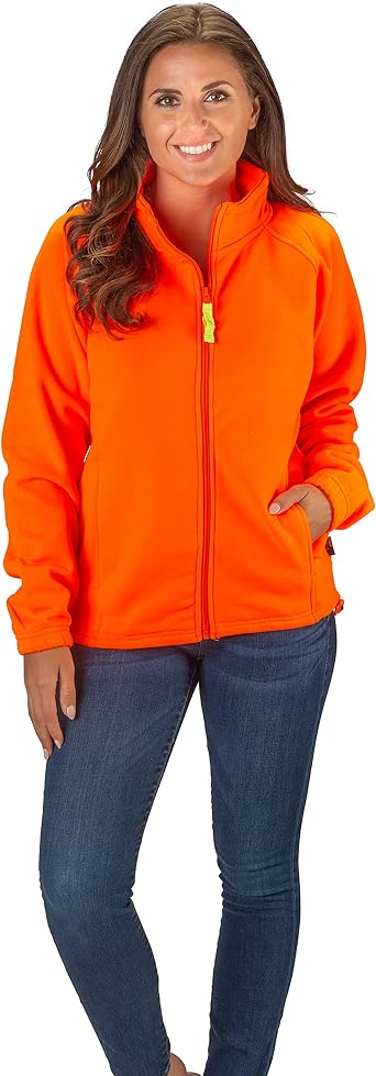 Womens Semi-Fitted Blaze Orange Full Zip 12 Oz. Fleece Jacket