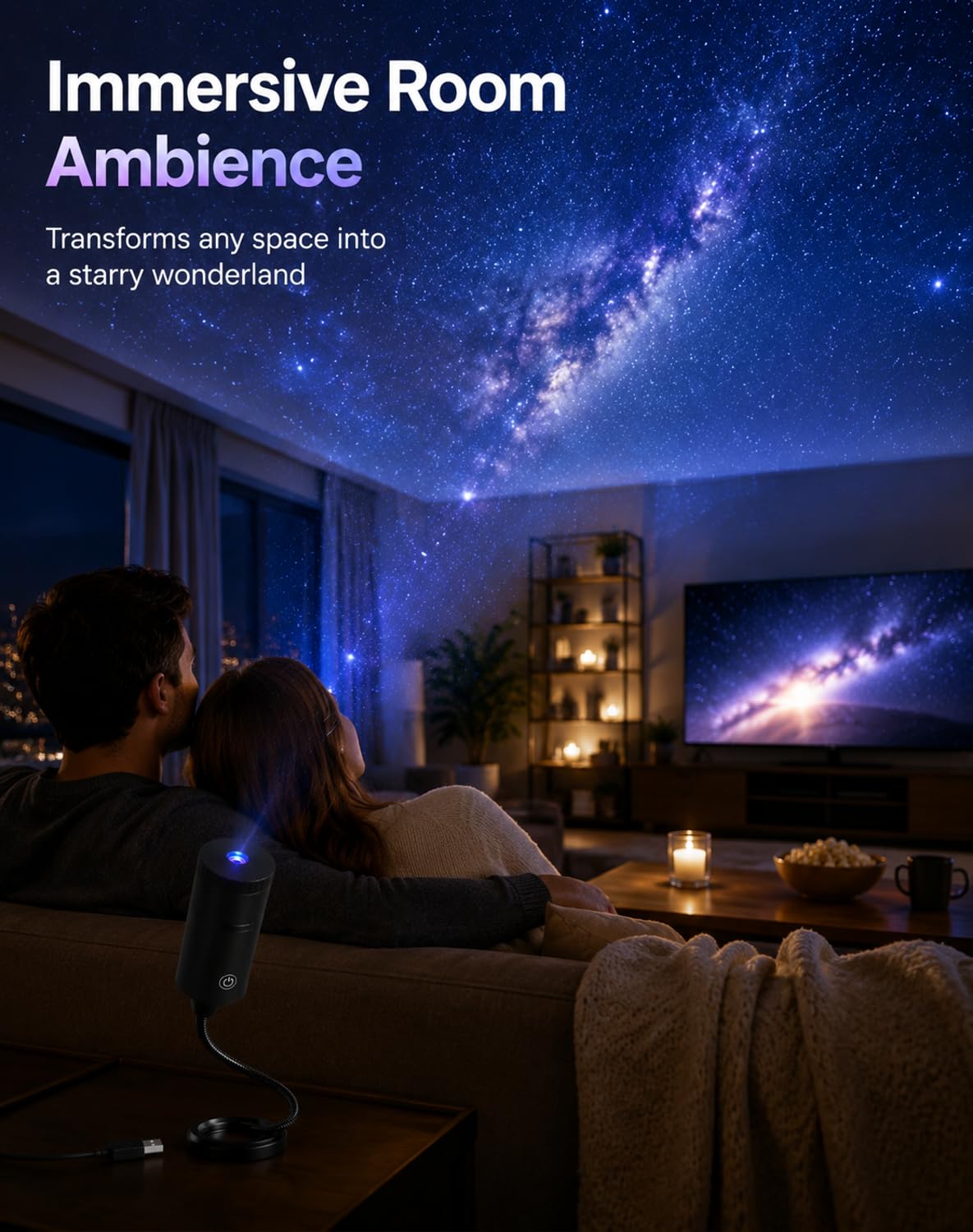 Altamoro Plug Play HD Star Projector USB Powered，Black+White