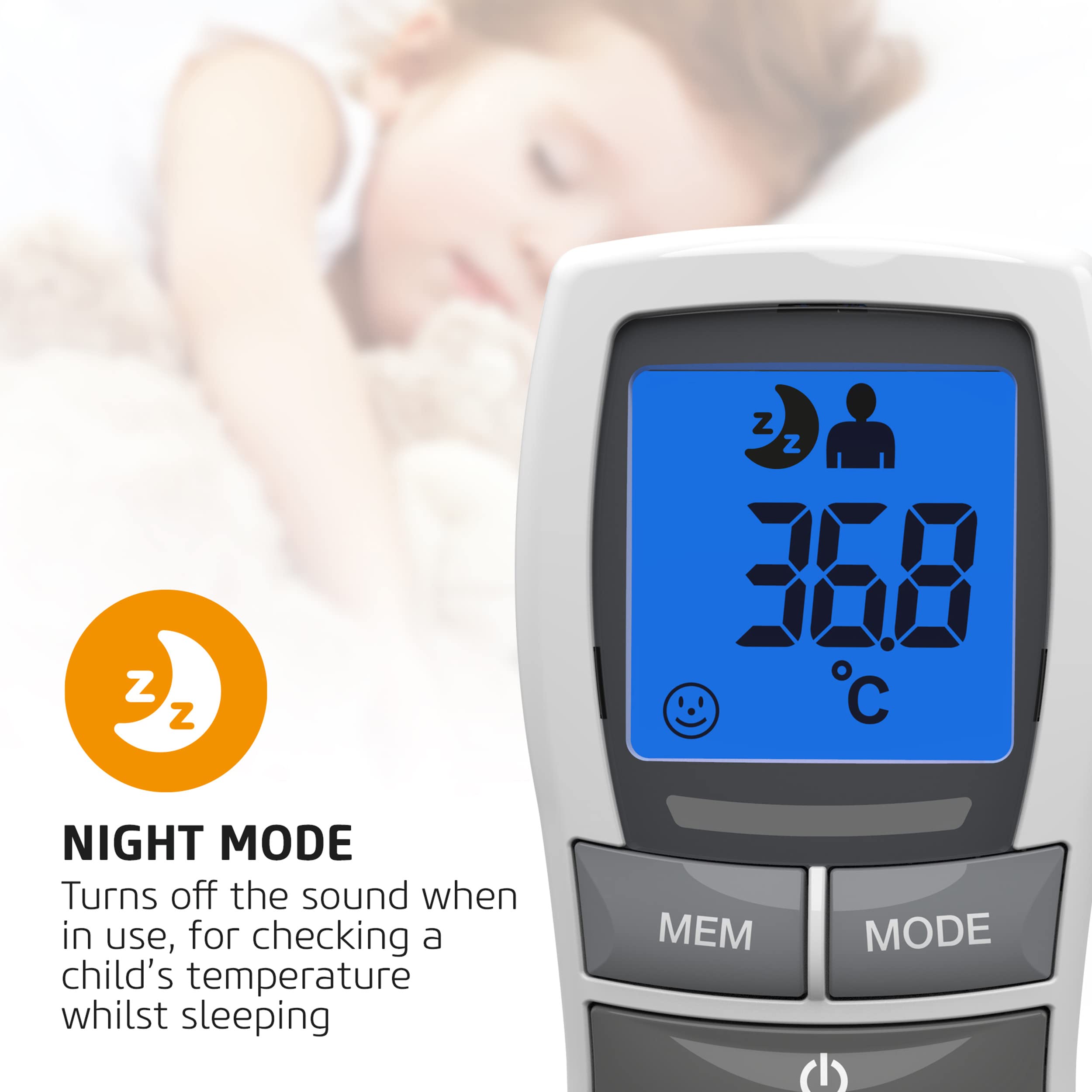 Salter TE-250-EU Termómetro infrarrojo sin contacto para frente, objetos y líquidos, modo noche, alarma de fiebre, memoria de 30 lecturas, lectura en un segundo, pantalla retroiluminada