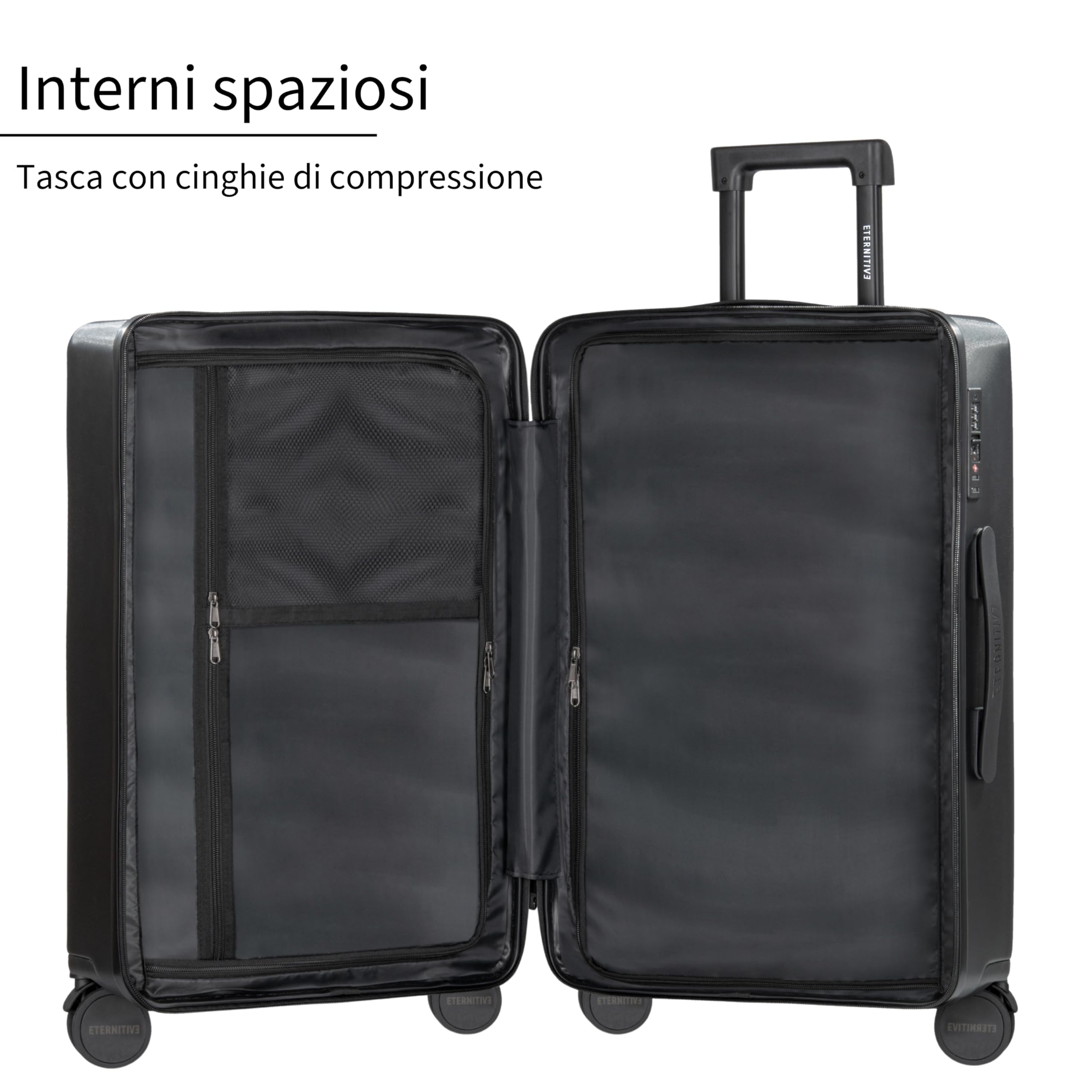 ETERNITIVE - Valigia I Valigia Rigida in ABS I Trolley con Lucchetto TSA I Bagaglio con 4 Ruote a 360° I Valigia Durevole