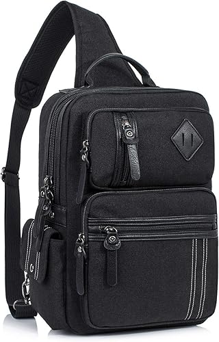 Miniatura 1 de Schkleier Bolsa de mensajero para hombre, bolsa cruzada de lona, mochila cruzada, bolsa de hombro para laptop, senderismo, mochilas casuales tácticas