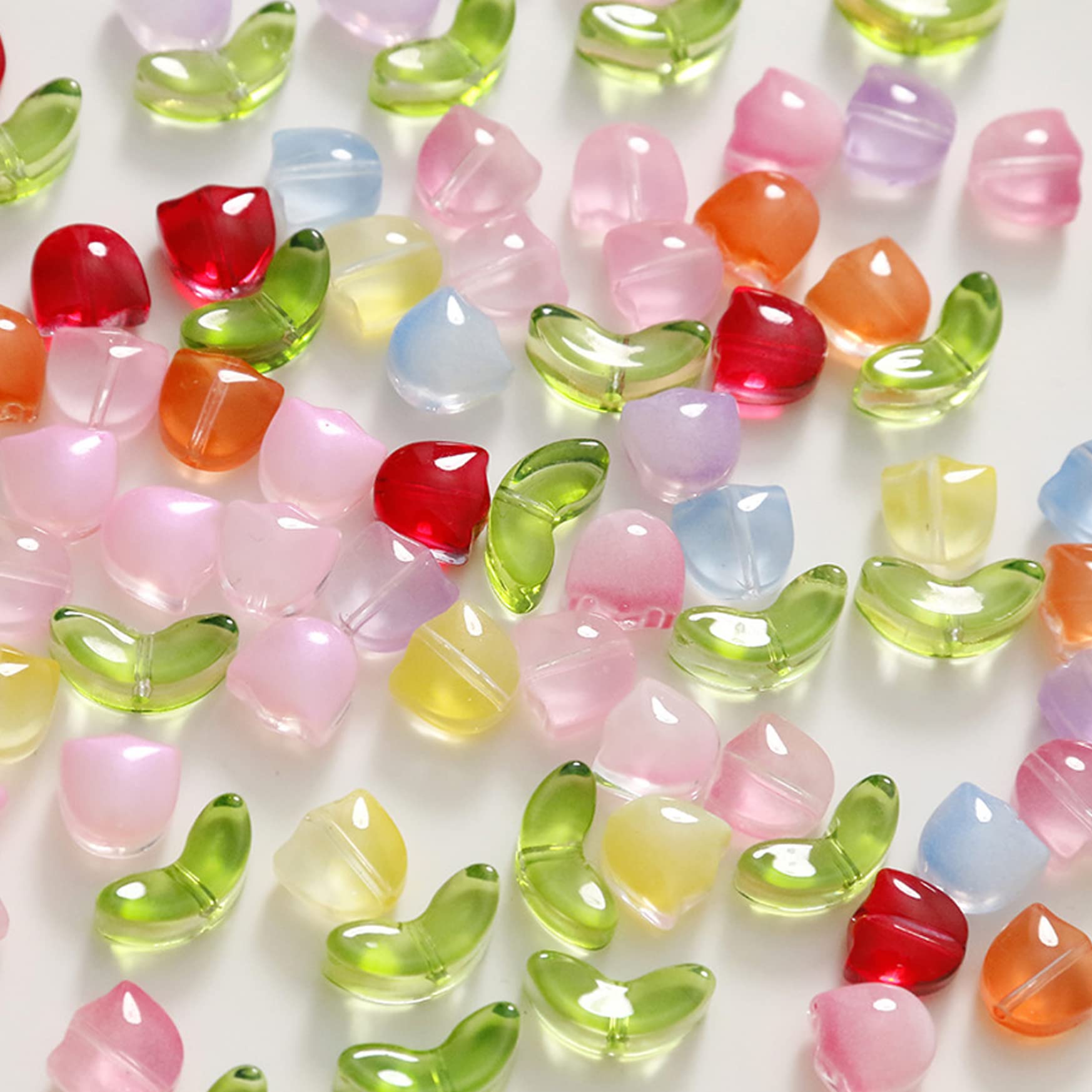 200 Tulpen-Glasperlen – Bunte Blumenperlen Mit Loch Für DIY-Schmuck & Bastelprojekte