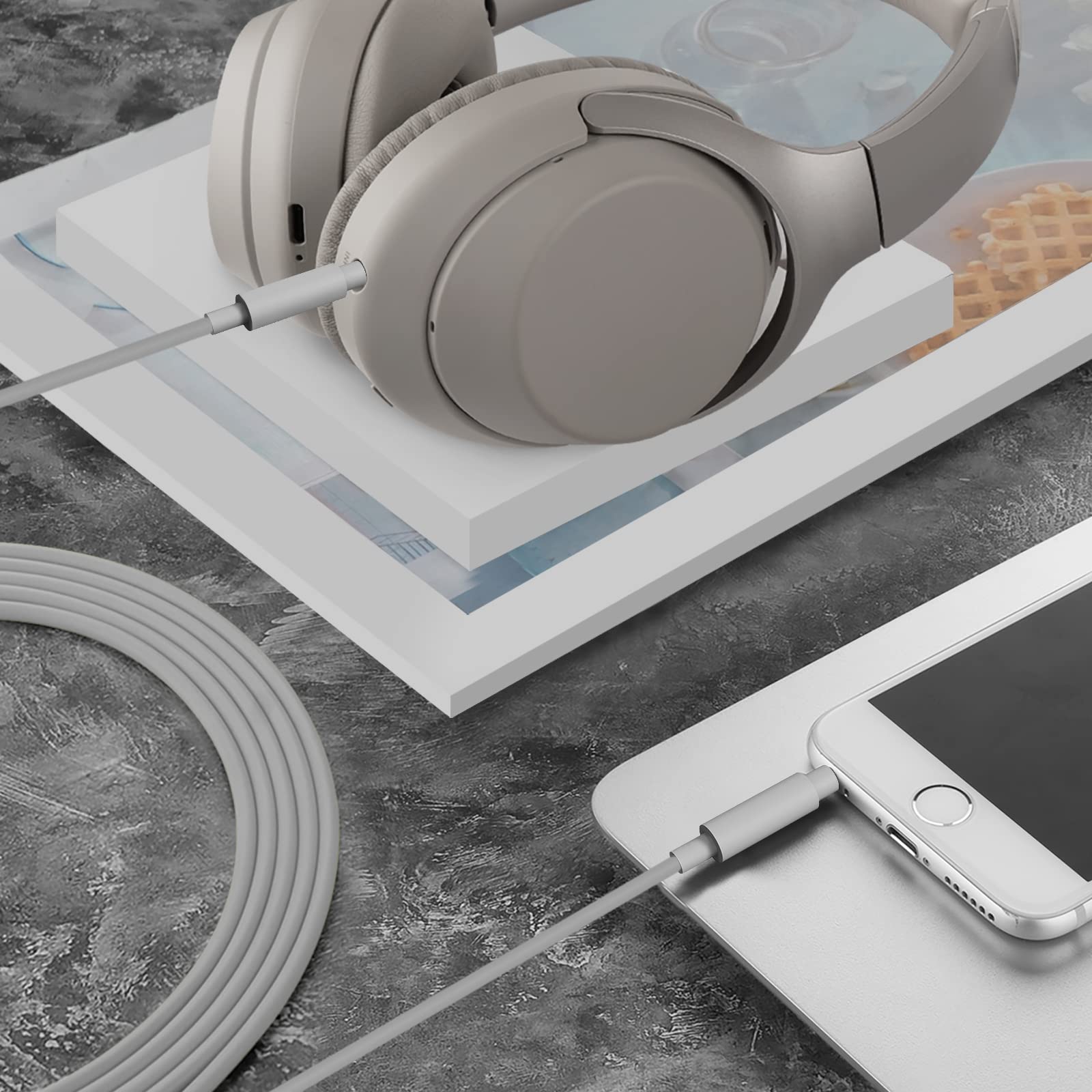 Geekria QuickFit Kompatybilny z kablem audio z Sony WH-1000XM5 WH-CH700N WH-CH710N WH-1000XM4 WH-1000XM3 WH-1000XM2 WH-XB910N XB900N XB950BT Auriculares, 3,5 mm kabel Estéreo de Repuesto (1,2 m)