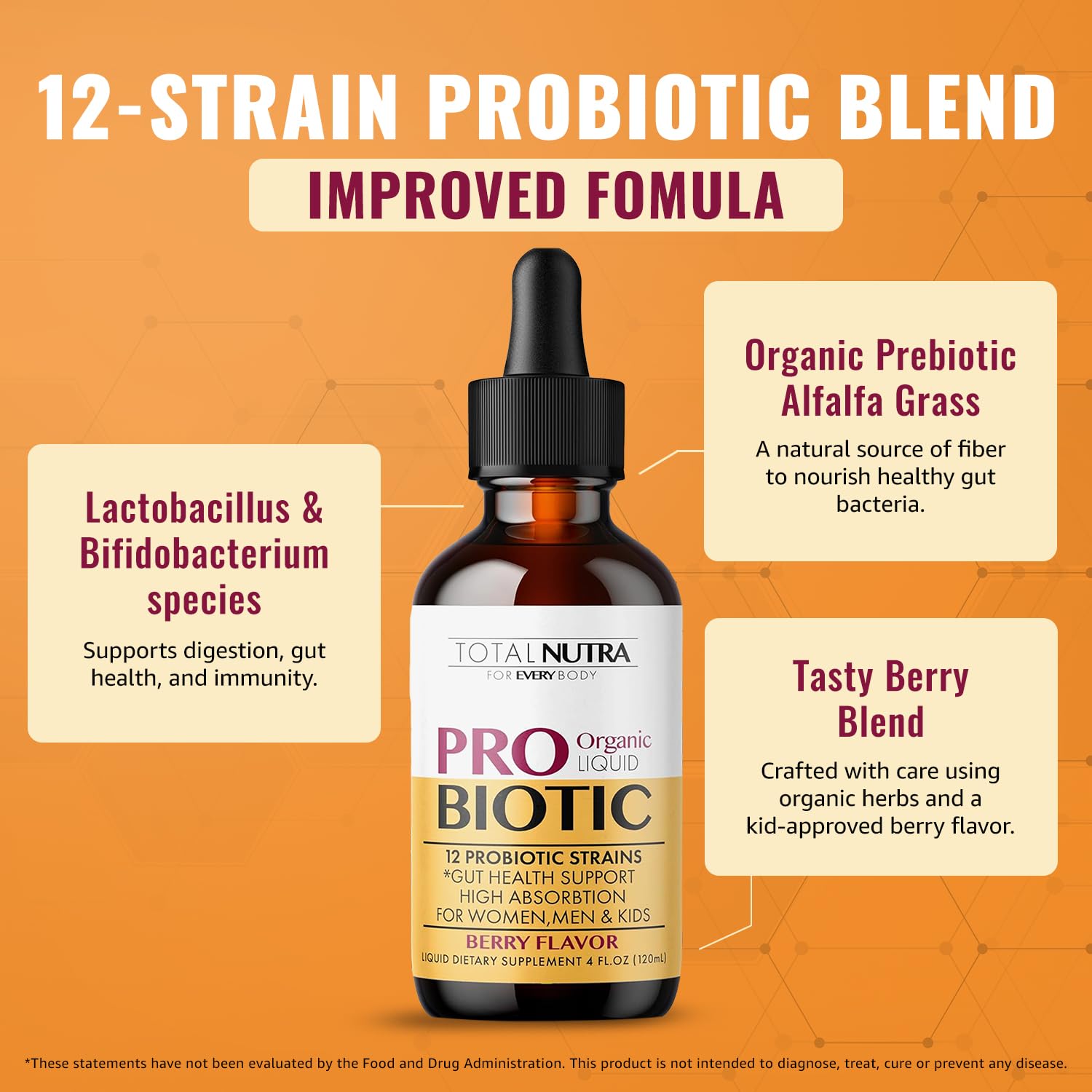 USDA Organic Liquid Probiotic for Kids, Women & Men, Toddler Probiotic Drops with Alfalfa Prebiotic Blend + Acidophilus for Gut Health, Vegan, Non-GMO, Dairy, Gluten & Sugar Free — Amazon image 2