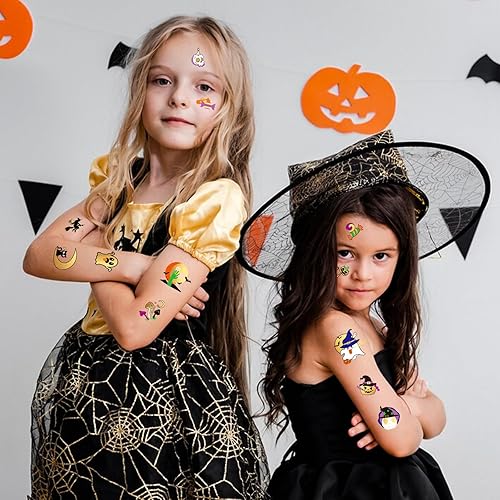Miniatura 4 de 125 tatuajes temporales de Halloween para niños, tatuajes de Halloween para suministros de fiesta de niños, calcomanías de tatuajes falsos