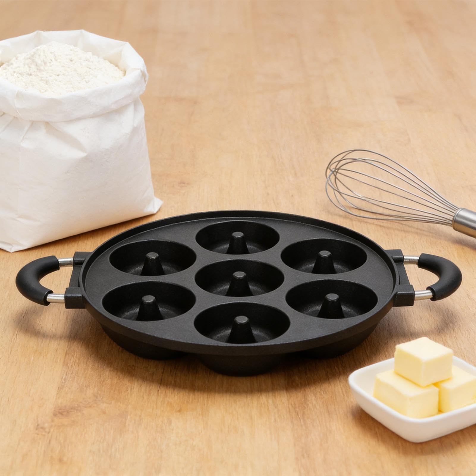 Molde para Donuts Horneables 7 Cavidades Antiadherentes de Aluminio de | Moldes para Cake Para Horno y Freidora de Aire, Repostería Casera, Hornear