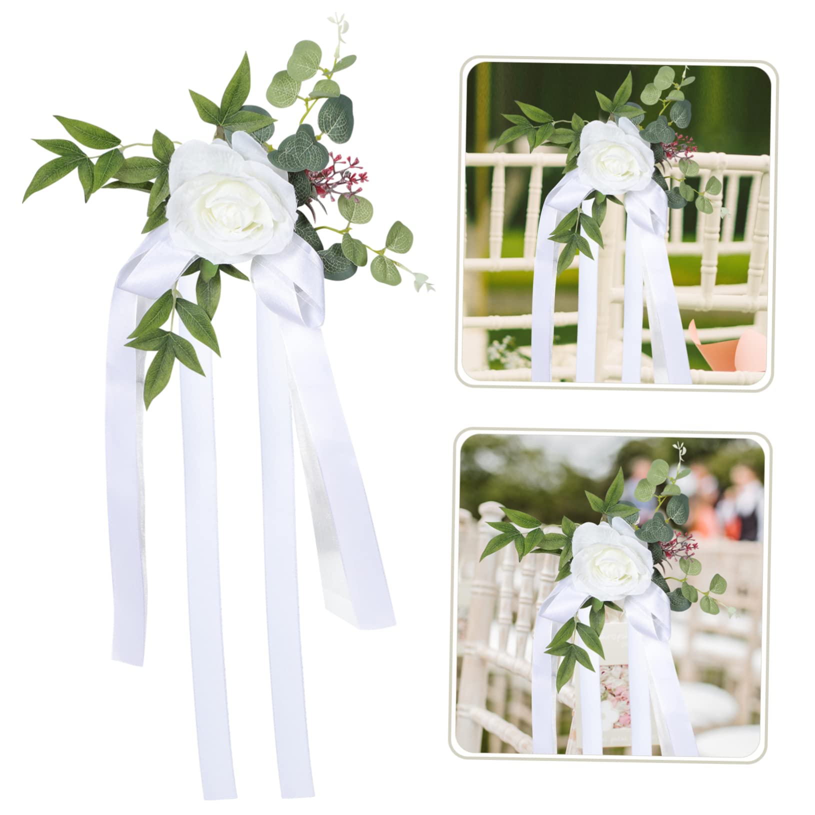 ifundom 4 Stücke Stuhl Decor Hochzeit Zubehör Szene Layout Ornament Weiche Band Einfach Zu Befestigen Hochzeit