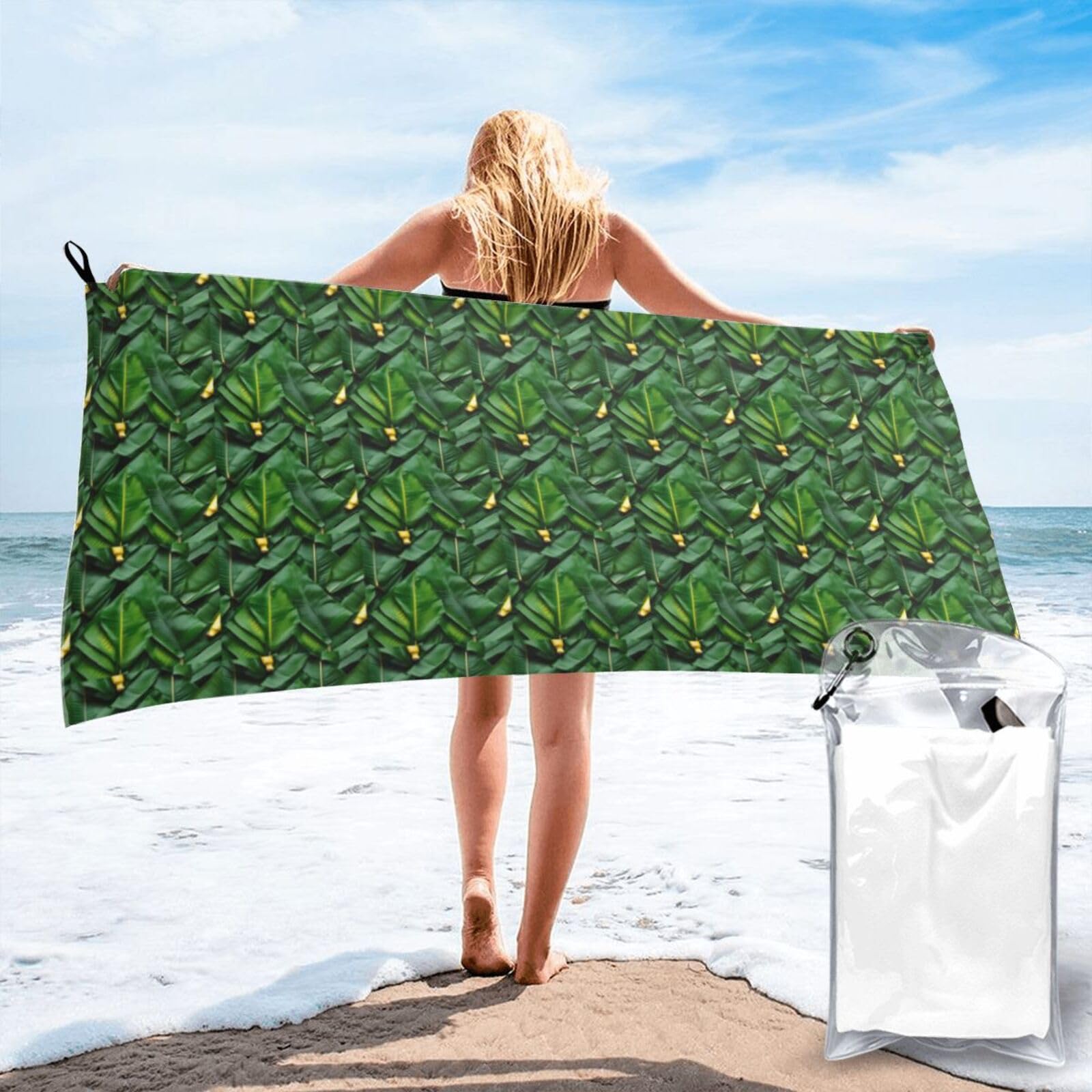 AYYQWE Banana Leaves Print Lightweight Towel For Men Women Travel Beach Camping Hiking Yoga Swimming Sports
