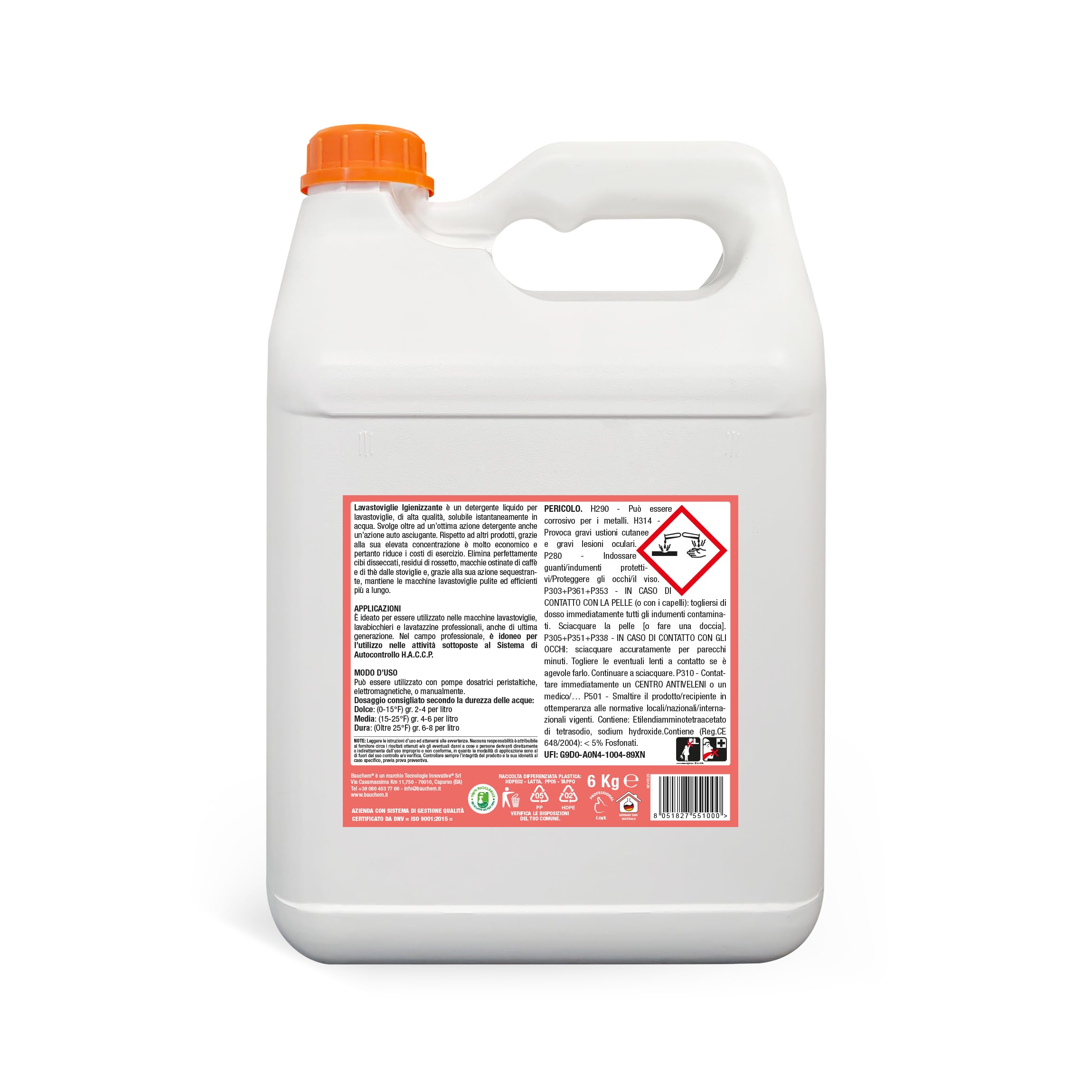 Detergente Igienizzante Concentrato per Lavastoviglie non Domestiche 6 kg