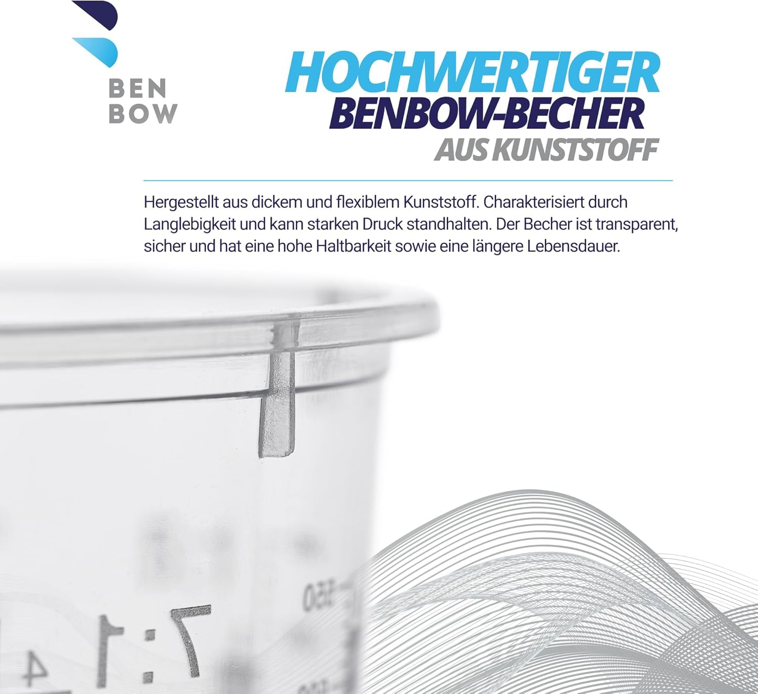 BenBow Profi-Messbecher 100x 385ml mit 12x Deckel mit vielfältiger Skalierung - Becher mit Skala Mischbecher Lackmischbecher Meßbecher Lackbecher Einwegmischbecher