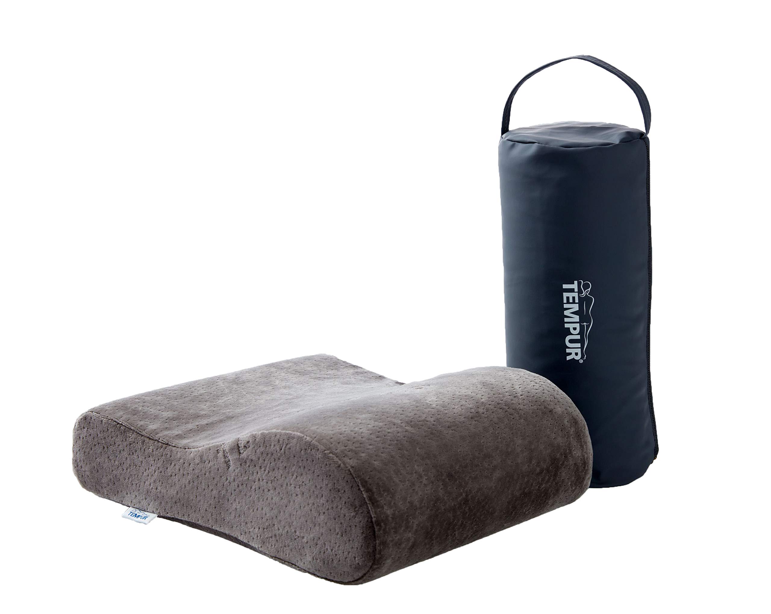 TEMPUR Reisekissen Memory Foam, ergonomisches Reise-Nackenkissen inkl. Tragetasche, Anthrazit, Größe 25 x 31 x 10/7 cm & Transit Reisehalsband, Creme/weiß, 30 x 28 x 1 cm
