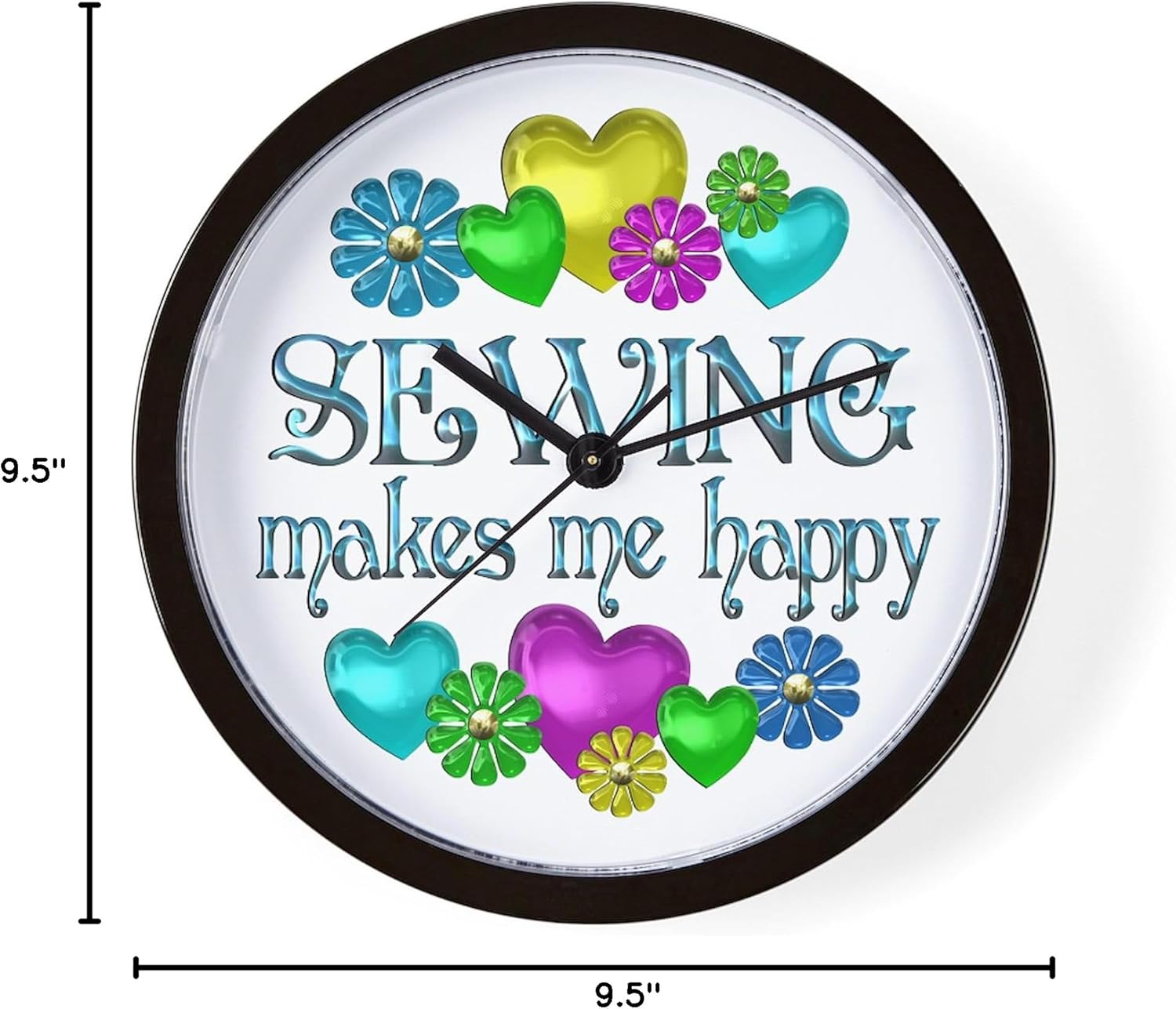 CafePress Sewing Happiness 10" Wall Clock for Livingroom, Kitchen, or Office