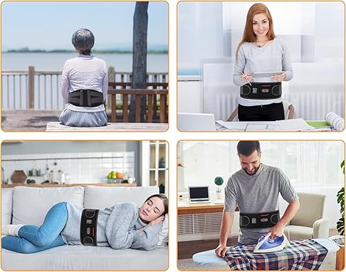 Miniatura 8 de CUEHEAT Almohadilla térmica para la espalda con calor y masaje, masaje de espalda calentado con batería recargable, cinturón de apoyo de calor de