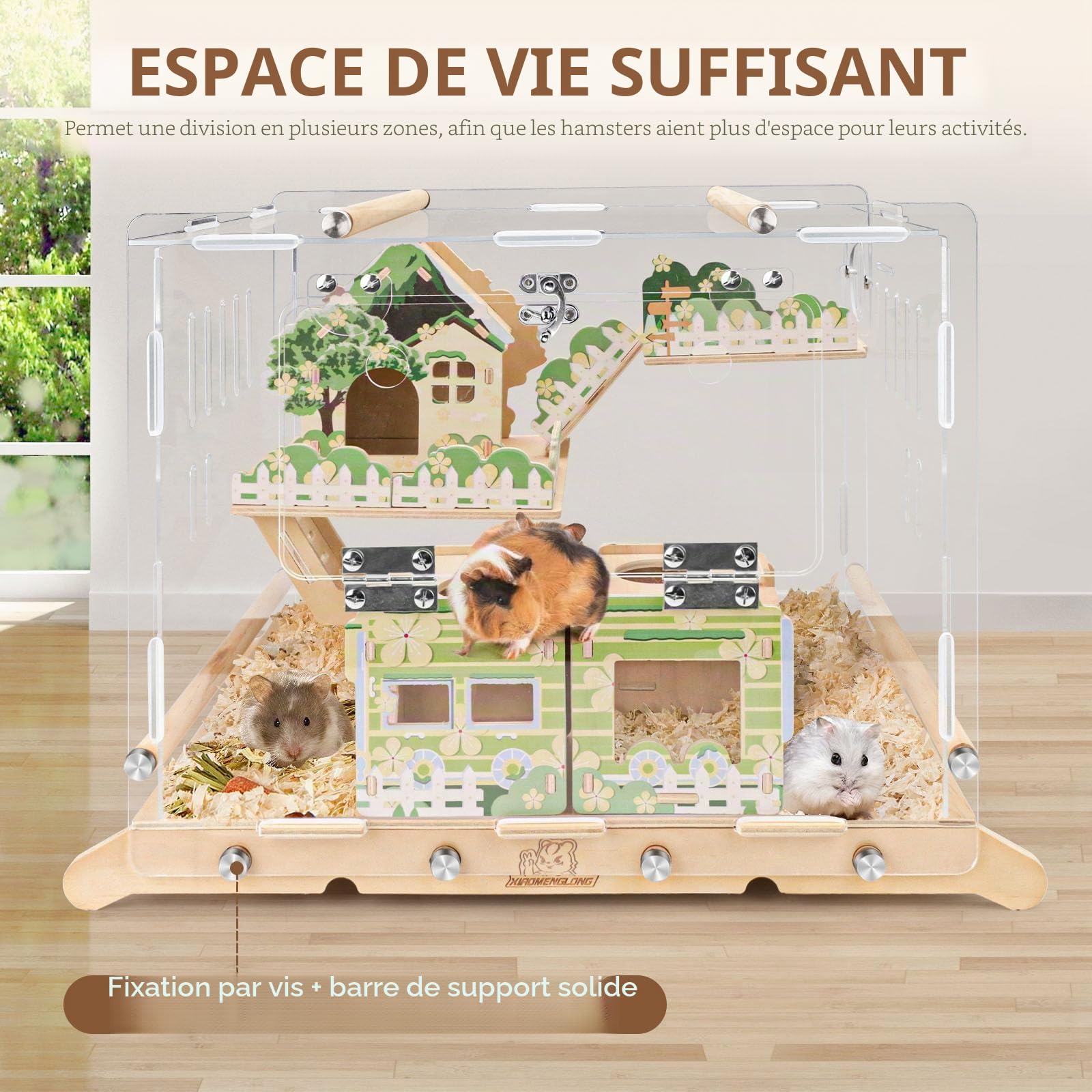 Cage en acrylique pour hamster avec cachettes pour hamster, réservoir pour petits animaux domestiques, cage à souris pour animaux de compagnie, kit de démarrage pour hamster, hutte pour cochon d'Inde