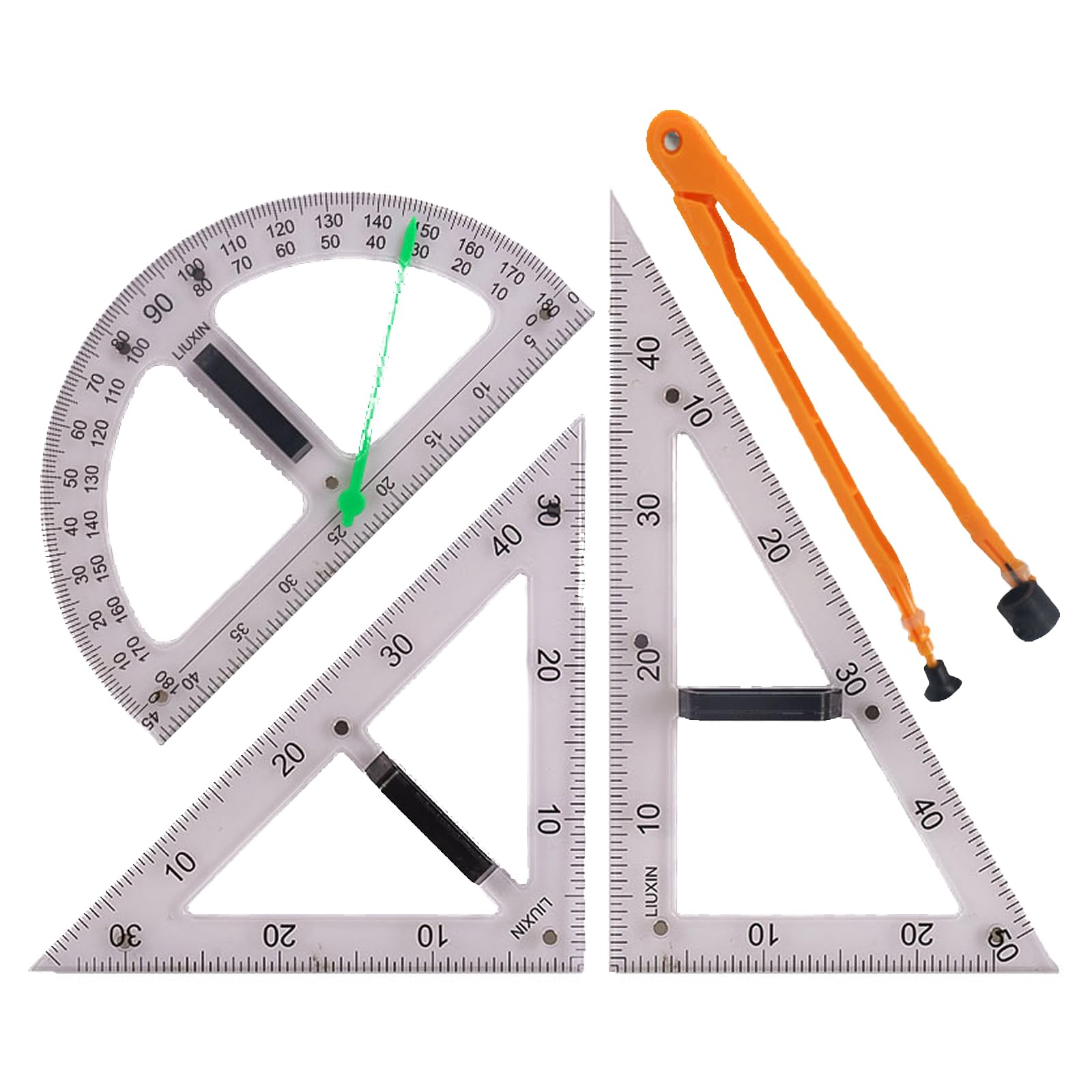 Set di Righelli Triangolari Grandi con Magnete, Strumento Misurazione Matematica, Misurazioni Chiare, Numeri Grandi, Facile Controllare, con Impugnatura Ergonomica, per Architetto,4pcs