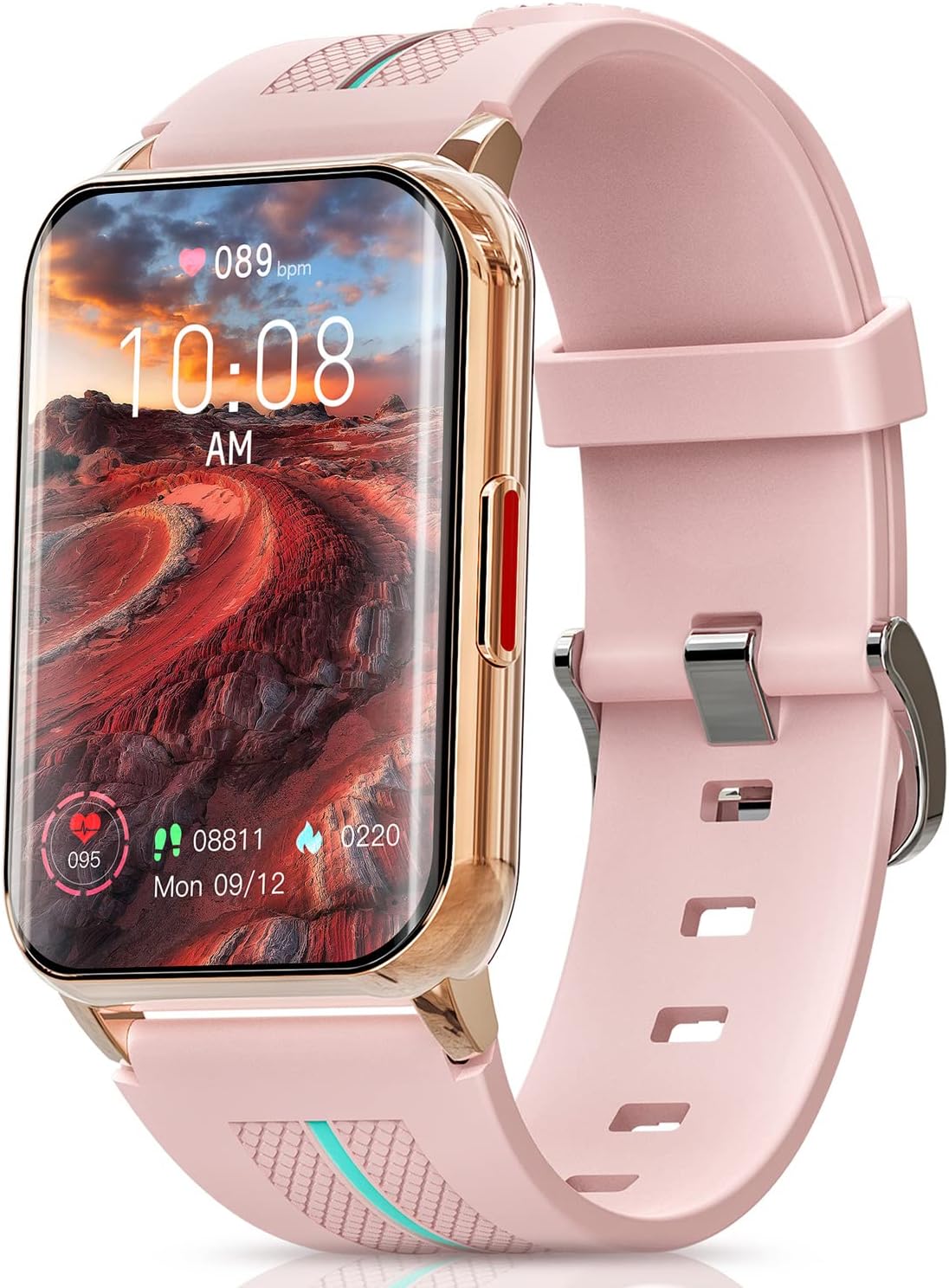 Smart Watch for Android iOS Phones,1.57 inch Full Touch Screen Fitness Tracker with Heart Rate & Blood Oxygen Monitoring IP68 Waterproof Smart Watches for Men Women (Pink)