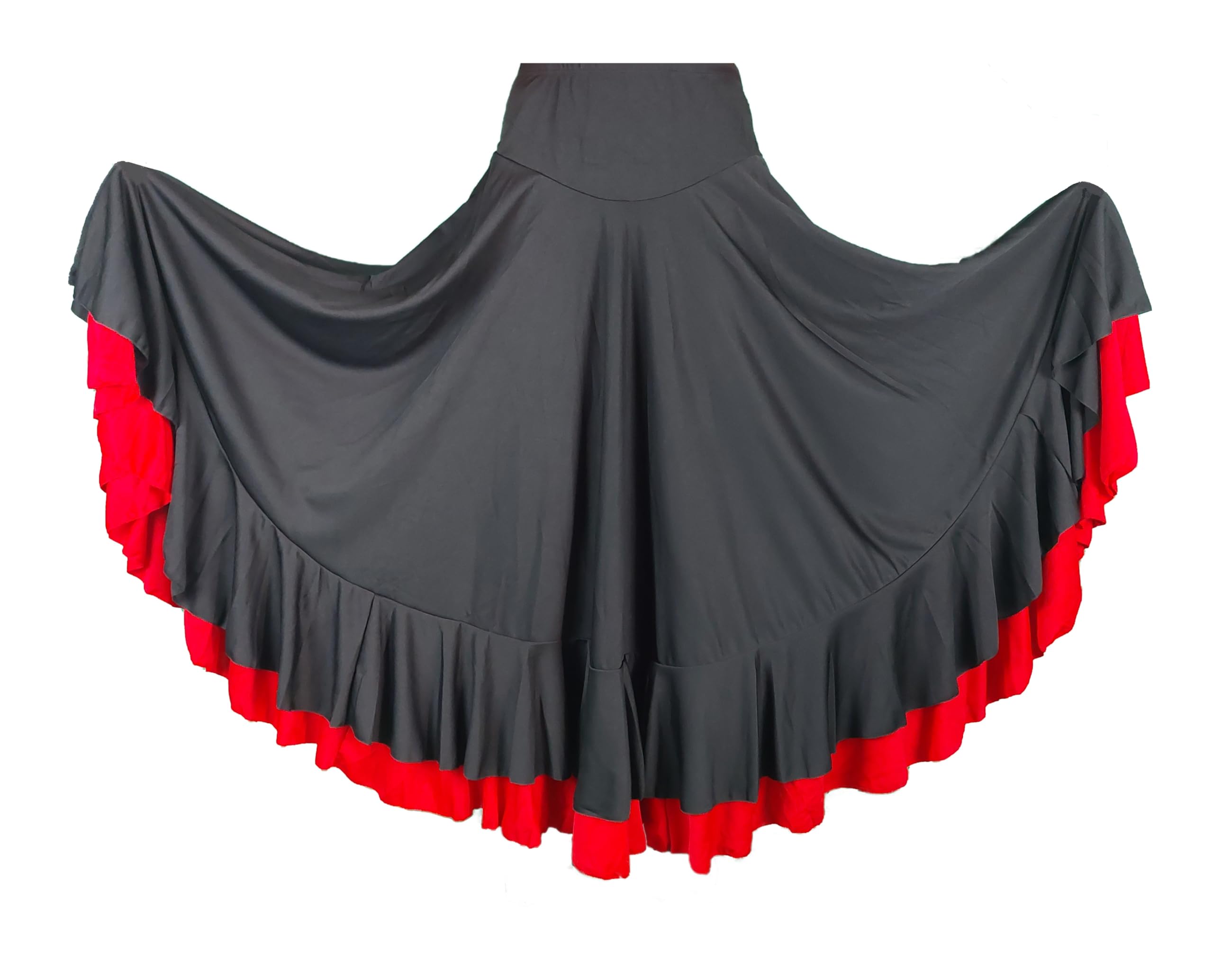 Falda Flamenca de Danza Flamenca Gitana Andaluza Negro/Rojo Adulto