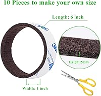 Vista 30 de Tiras de fieltro con respaldo adhesivo, tiras de fieltro adhesivas, paquete de 4 rollos de fieltro 1/2 x 60 pulgadas, cinta de fieltro beige