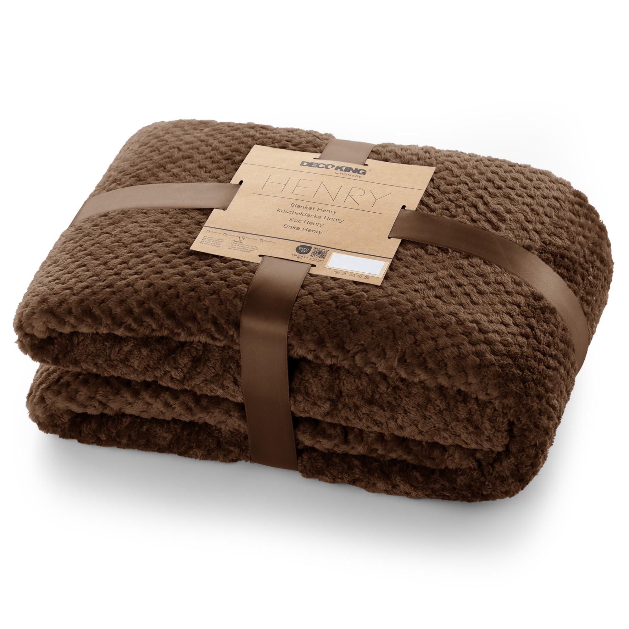 DecoKing Henry Manta de Microfibra 70x150 cm Mantas Polar Extra Suave y Blanda Muy Cómoda Caliente y Ligera Marrón OEKO-TEX STANDARD 100