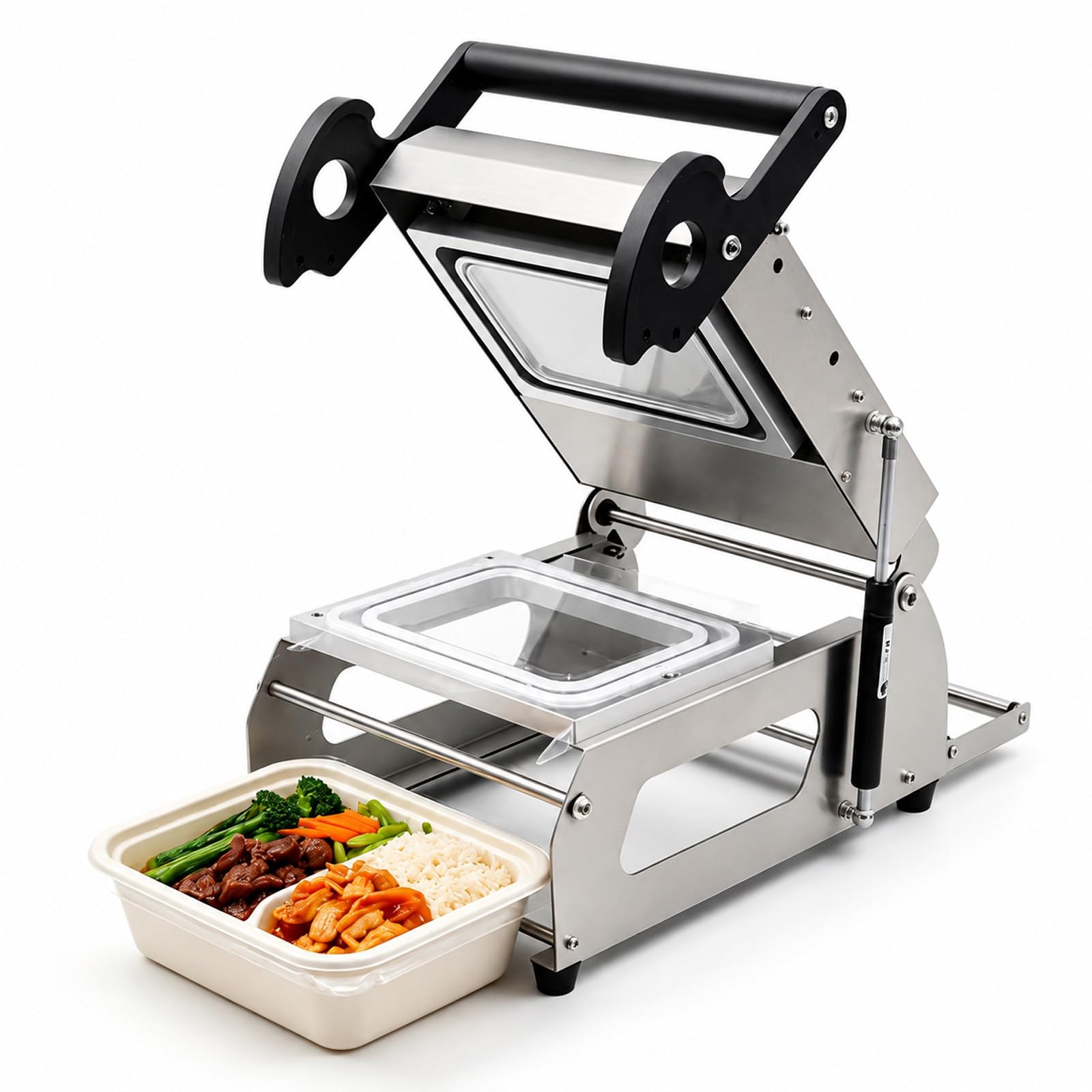 JIYINGHUI Commercial Manual Tray Sealer Machine,30s Fast Heating, 7–8 Trays/Min, 480 Trays/Hour Capacity, For Restaurant, Takeaway, Meal Prep (260mm / 320mm Film Width) FR220E-200 * 140mm