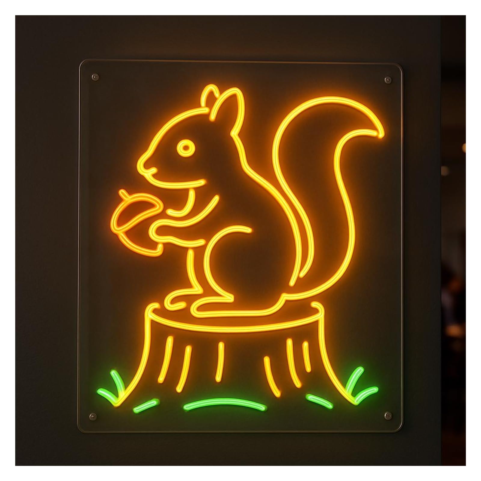 RONGCH Hanging Art Neon Signs Squirrel with Nut Neon Sign, Suitable for Home Kid Room Wall Decor 50cm
