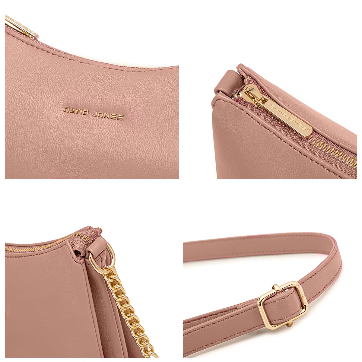 David Jones - Borsa a Tracolla Donna Molti Scomparti - Borsa a Spalla Simil Pelle PU - Borsetta Sacchetto Borsello Sera Telefono Messenger Crossbody Bag Tendenza - Bianco