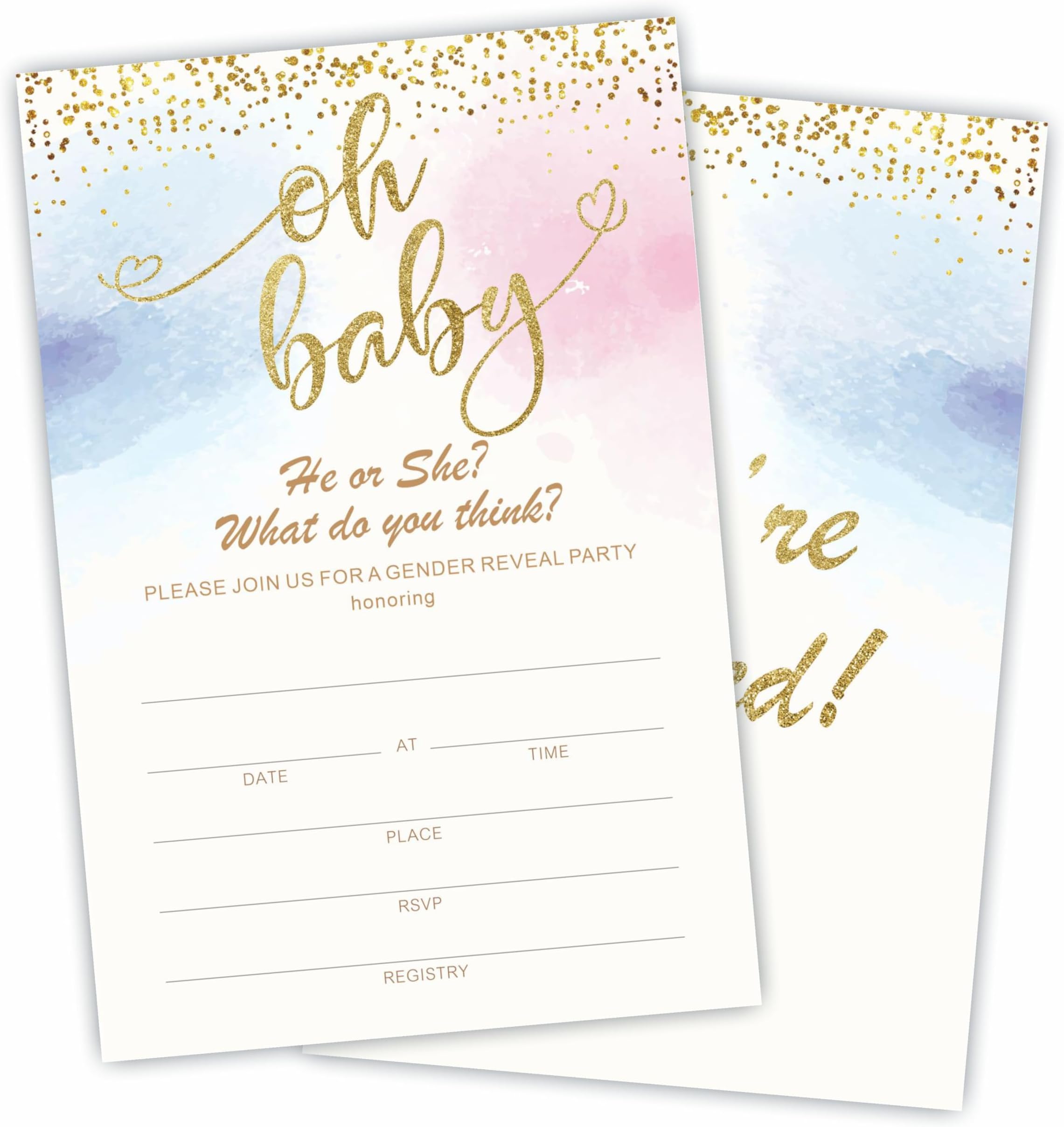 Amazon.com : Gender Reveal Invitations, He Or She, What Do You Think ...
