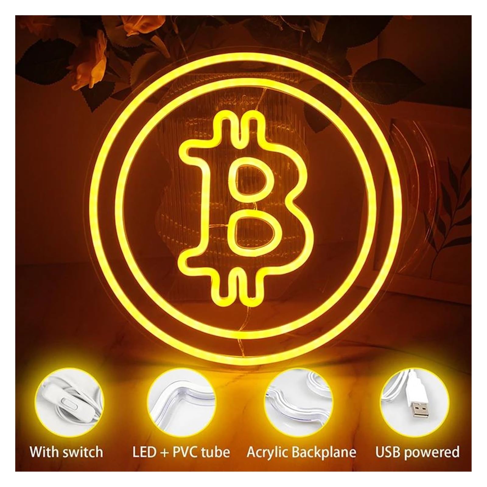 MENGE Hanging Art Neon Signs LED Neon Light Signs Bitcoin Bar Restaurant  Decoration Shop Indoor Neon Lamp Business Advertising Wall Decoration :  Amazon.co.uk: Lighting