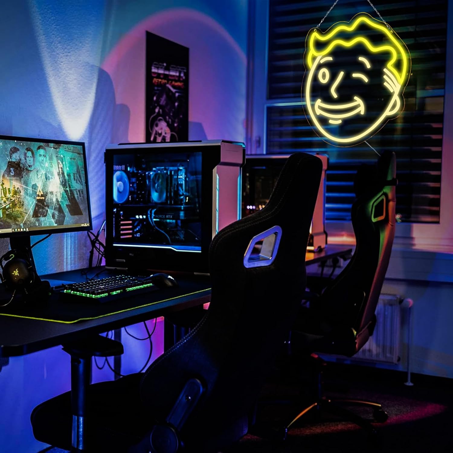 WonderfulLife Game Character Boy Neon Sign for Gamer Zone Decor,Led Lights for Man Cave Gaming Room Internet Bar or Bedroom Decoration.5V USB Powered,Easy Hanging.
