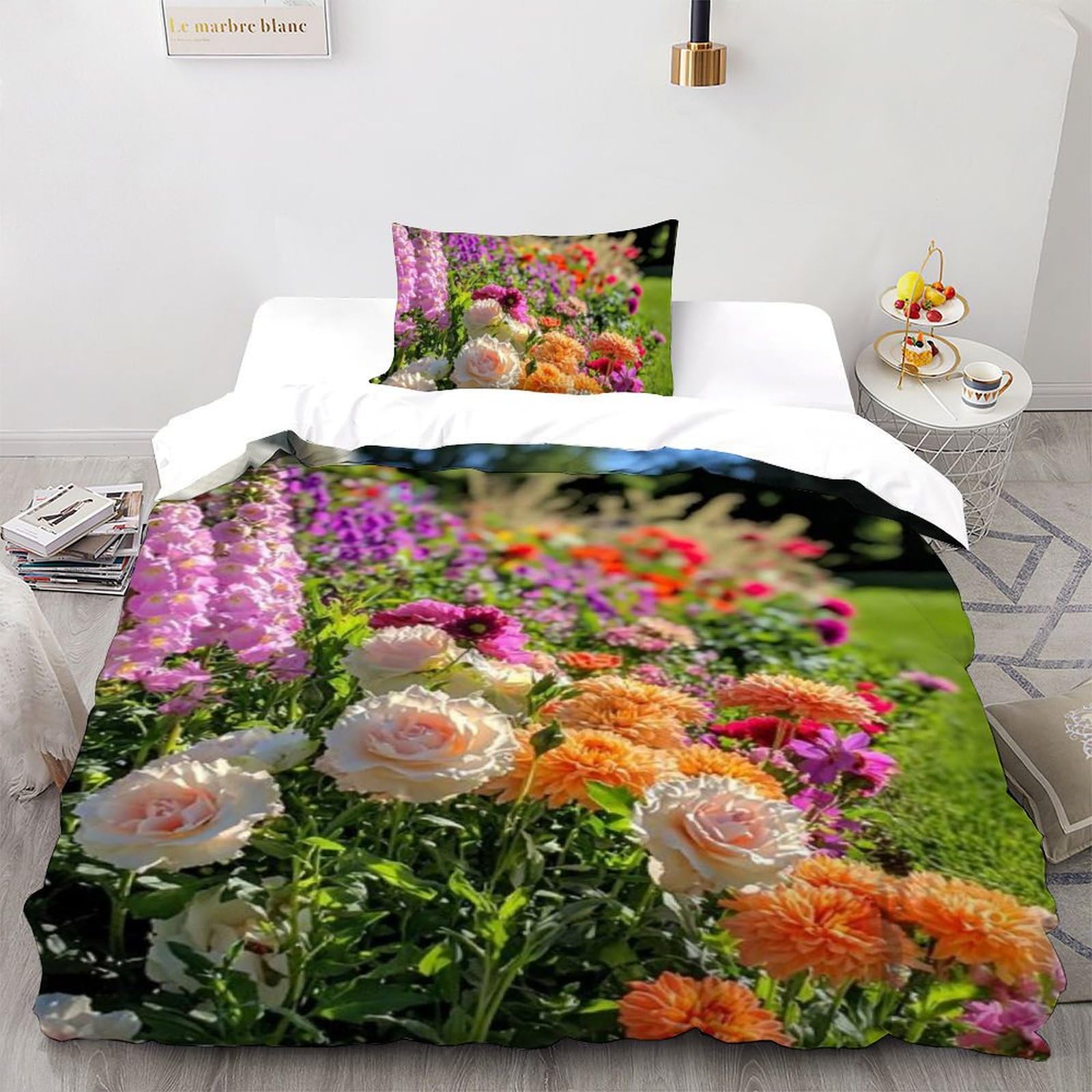 Parure fleurs bedding microfibre 135x200 housse de couette single imprimé 3D