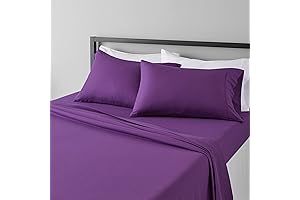 Amazon Basics Lightweight Super Soft Easy Care Microfiber 4-Piece Bed Sheet Set...