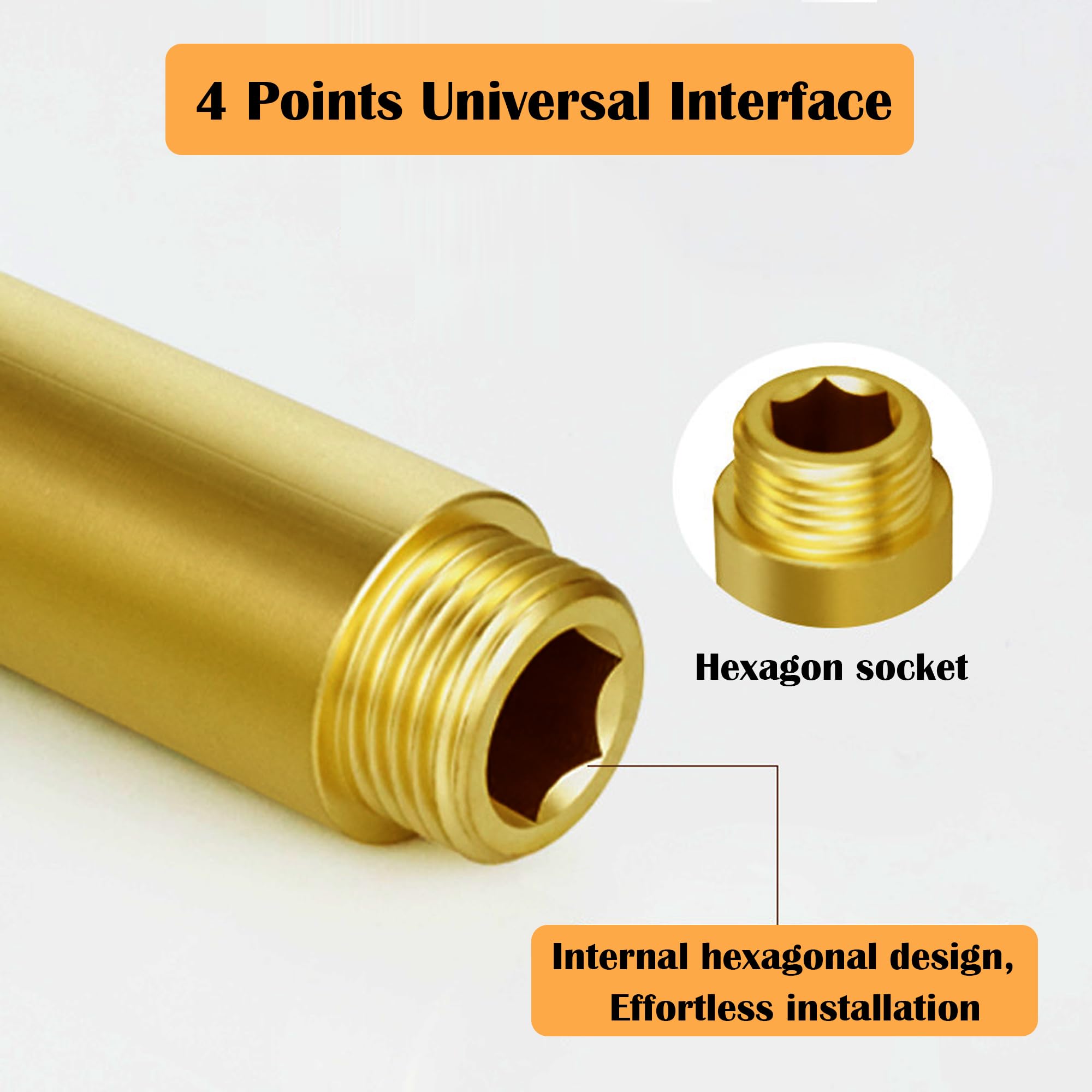 Lot de 2 rallonges de robinet 1/2" x 100 mm - En laiton - DN15 - Avec filetage extérieur vers intérieur - Pour installation de chauffage et d'eau potable