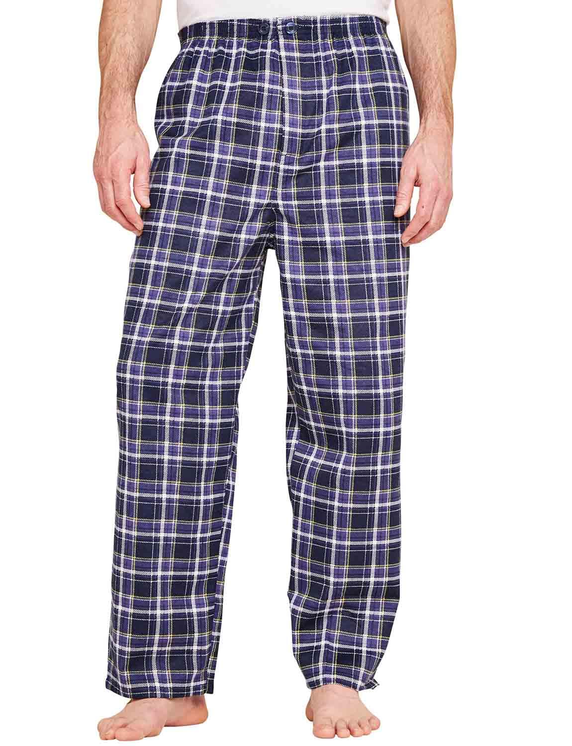 Champion Mens Cambridge Pyjama Trouser Bottoms (Pack of 2)-Blue Check-Large 36-38 Waist