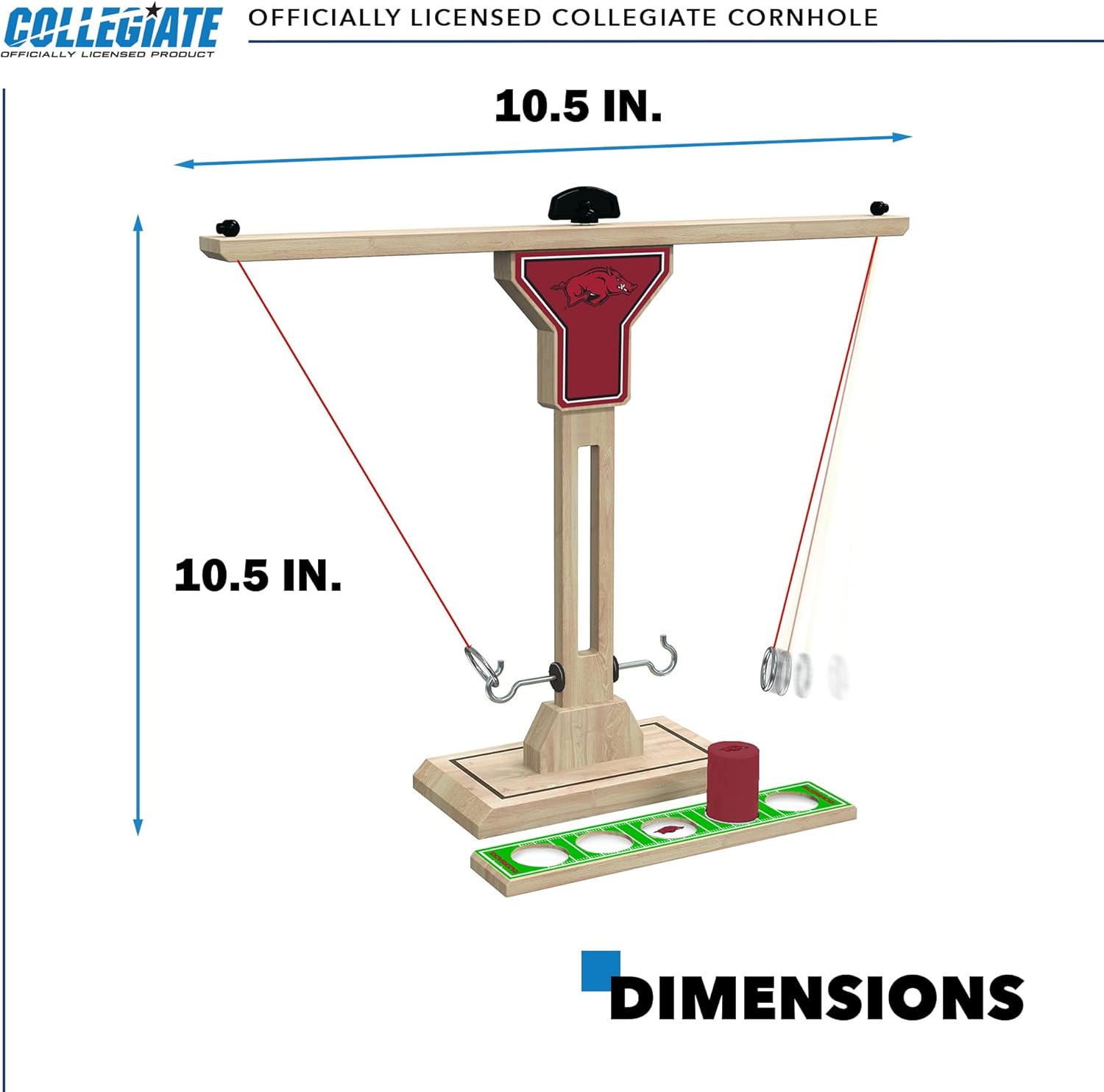 Wild Sports NCAA Arkansas Razorbacks Wooden Ring Swing Battle - Head-to-Head Ring Toss Hook & Ring Game for College Football Fanatics