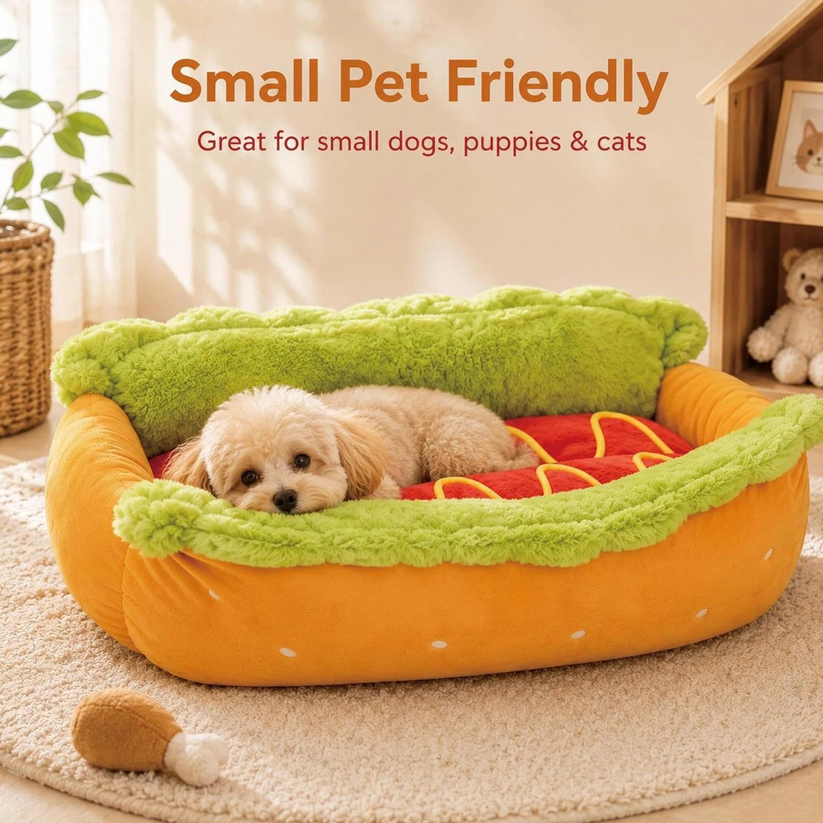 hot dog bun dog bed,cuccia per cani a forma di hot dogs(L)