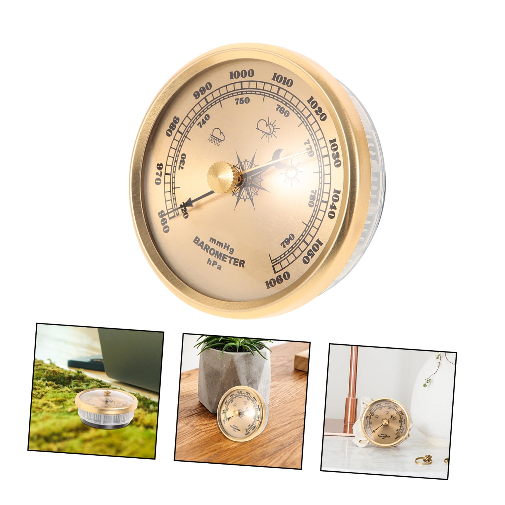 BESPORTBLE Barómetro Analógico Ajustable Con Esfera De Diseño De Punteros Medidor Presión Aire Doméstico Portátil Indicador Lluvia y Sol Para Uso Hogar y Exterior Herramienta Compact