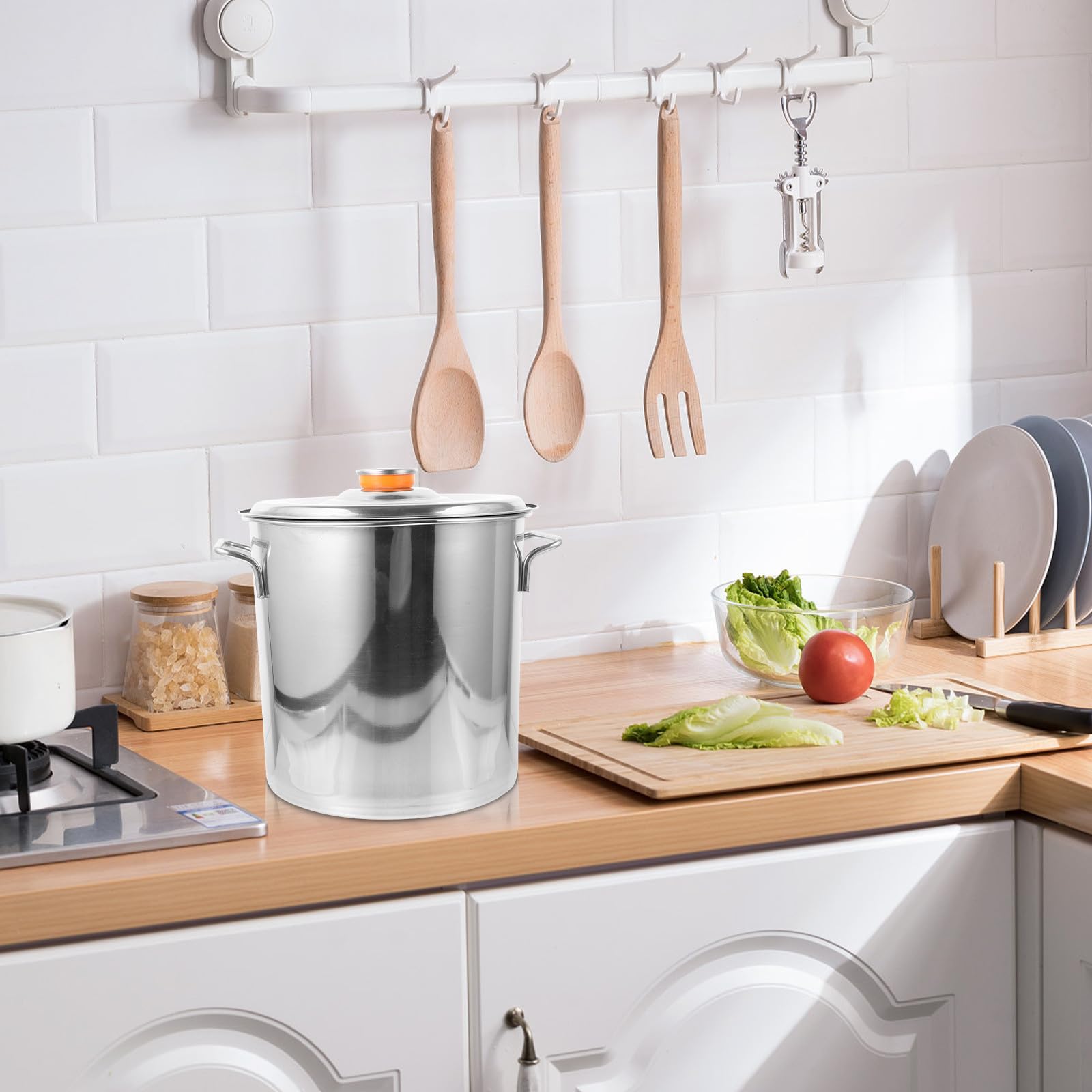 VALICLUD Marmite à Écrevisses en Acier Inoxydable Poignée, Finition Polie et Lisse, Ustensile Cuisine Inox pour Cuisson Fruits de Mer