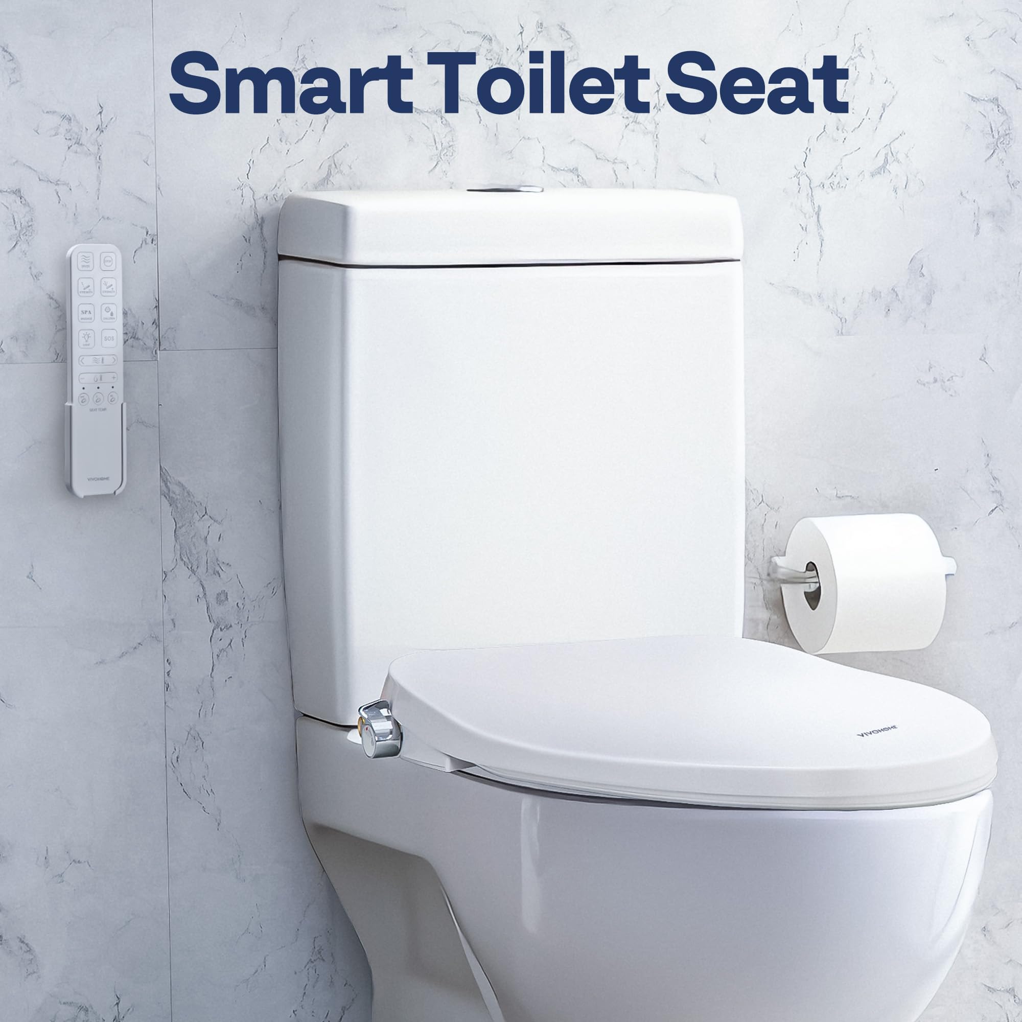 VIVOHOME Smart Heated Bidet Toilet Seat with Remote Control Self-Cleaning Dual Nozzles for Rear and Front Cleansing Adjustable — view 2
