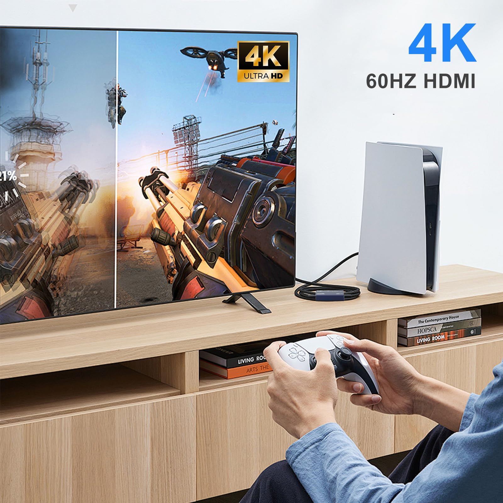 video Capture card HDMI a USB 3.0, 1080P 60Hz Audio 4K Loop-Out, Scheda di registrazione per PS4/PC/OBS/Fotocamera/Streaming/Insegnamento