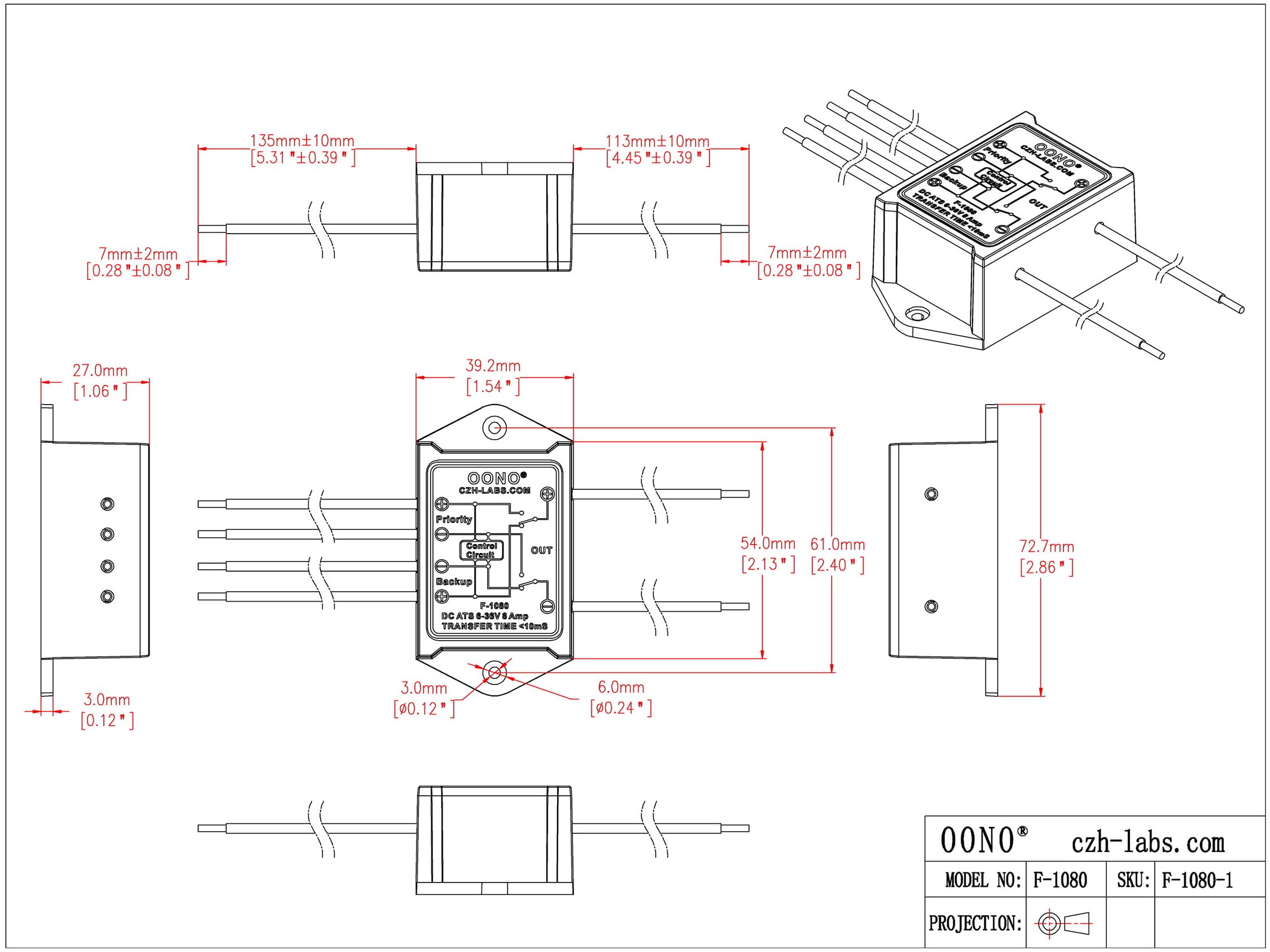 DC 6-36V 8A Automatic Transfer Switch, ATS Auto Transfer Switch