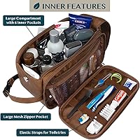 Vista 2 de PAVILIA Neceser para hombres, artículos esenciales de viaje, kit de afeitado, bolsa de viaje, organizador de artículos de tocador, bolsa de Marrón