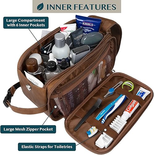 Miniatura 2 de PAVILIA Bolsa de aseo para hombres, kit de afeitado de artículos esenciales de viaje, bolsa de viaje para hombre, organizador de artículos de aseo