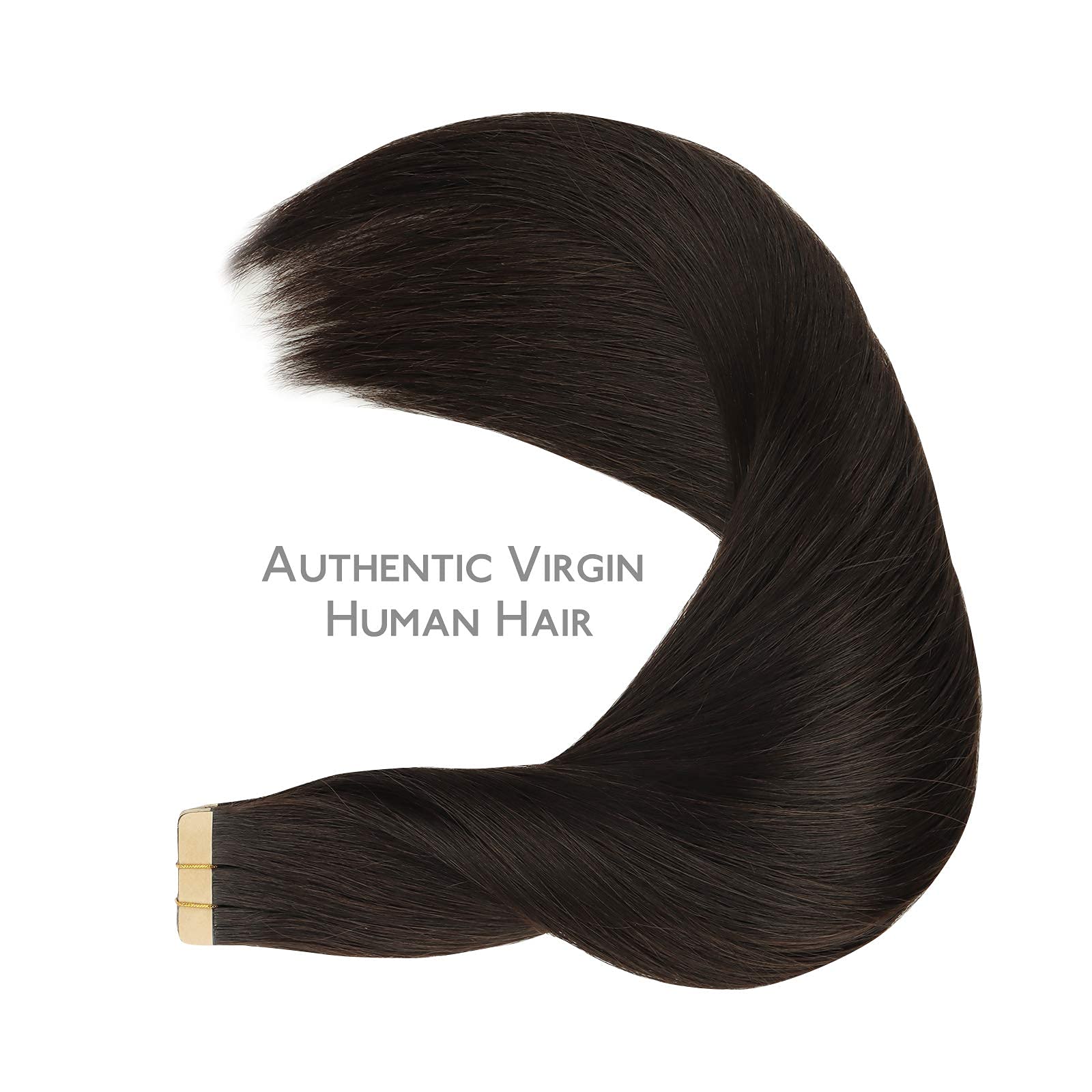 WENNALIFE Tape in Hair Extensions, 20pcs 22 Inch 50g Dark Brown Remy Human Hair, Real Tape Extensions Coloured — view 6