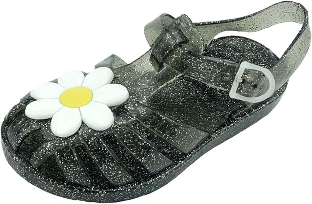 Baby Toddler Girls Jelly Sandals Quick Dry Princess Flats Closed Toe Summer Beach Shoes Soft Clear Solid Color Sandal