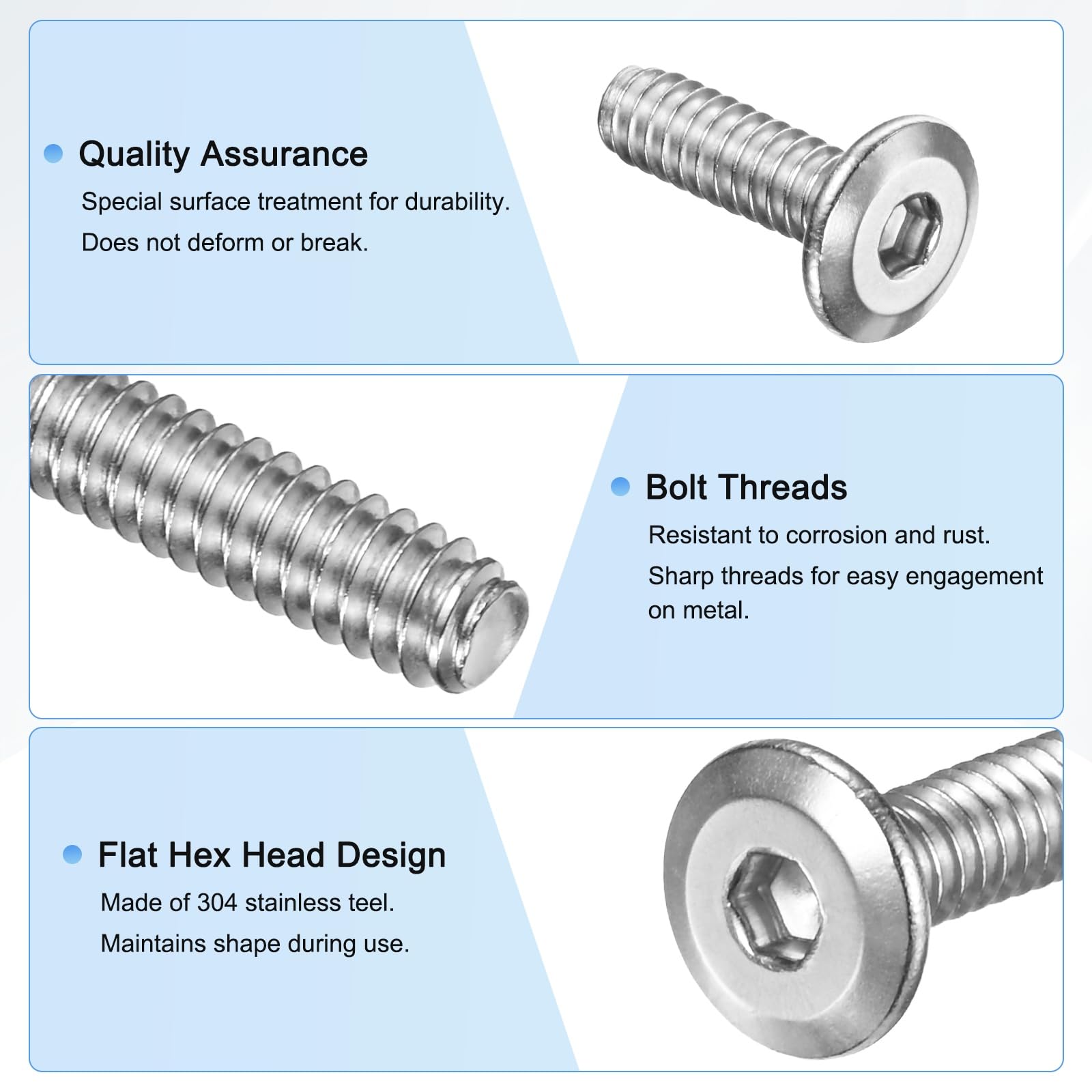 M METERXITY 20-Pack Flat Head Socket Cap Screws - Image 2