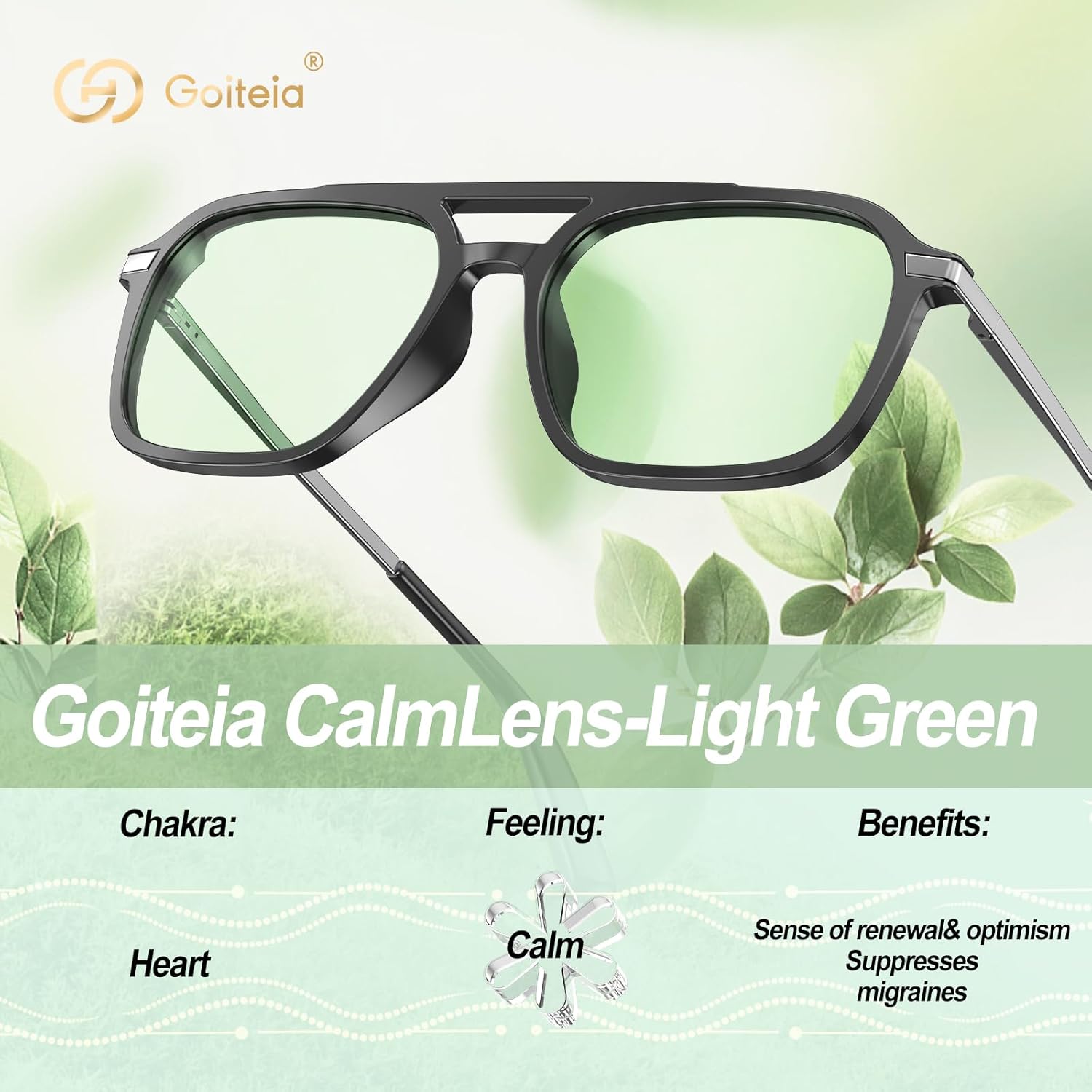 Goiteia Blue Light Glasses for Woman Men-Light Green Tint Computer Glasses for Ture Color-Ease Computer and Digital Eye Strain-Ultra Light & Spring Hinges for Better Comfort