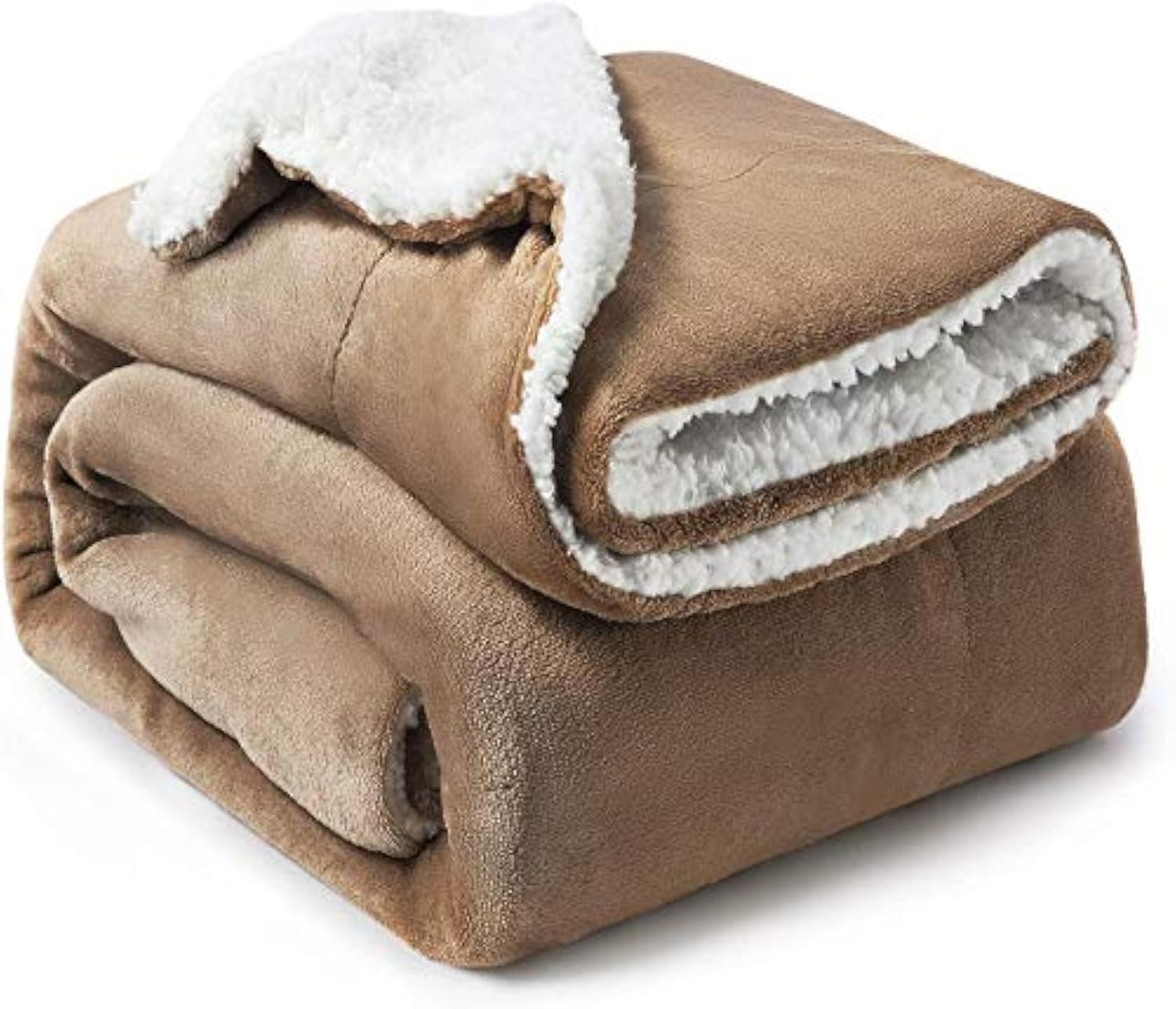 BSB HOME Polyester Micromink Warm Sherpa Super Soft Flannel Solid/Plain Blanket for Light/Mild Winter, Light Brown, Size 220 X 230 Cms (Approx 7.4 X 7 Ft, Double) Skinfriendly, 200 tc-image-19