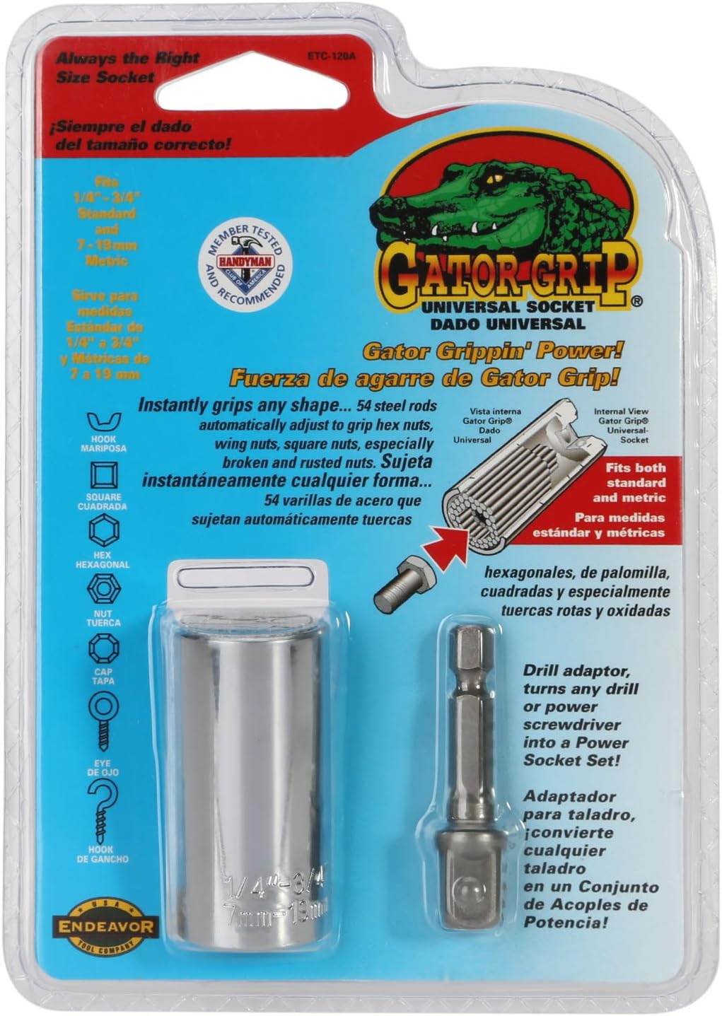 Endeavor Tool 20120 Gator Grip With 3/8 Drive Socket